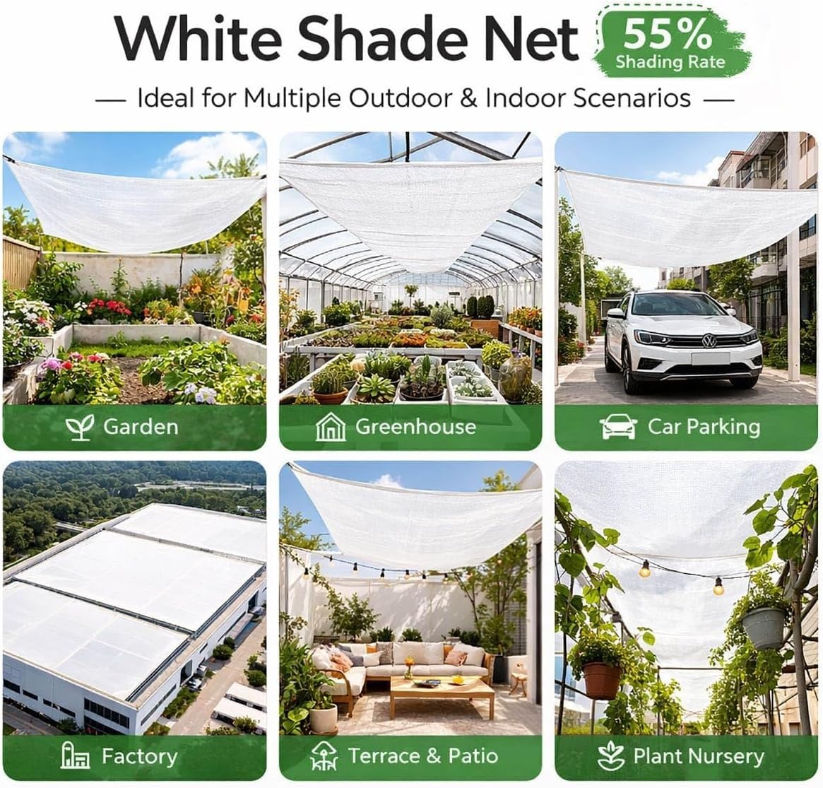 Rete Antigrandine 50% per Orto Telo Ombreggiante Bianco con Occhielli
