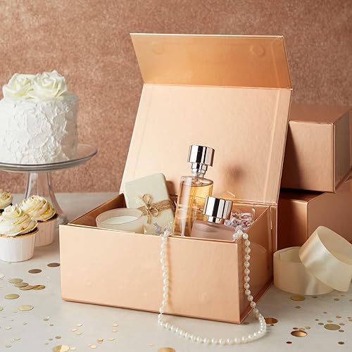 Miniatura 2 de Stockroom Plus Cajas de regalo para dama de honor, juego de 6, 9.5 x 7 x 4 pulgadas, oro rosa, cierre magnético oculto y tapas para regalos de dama