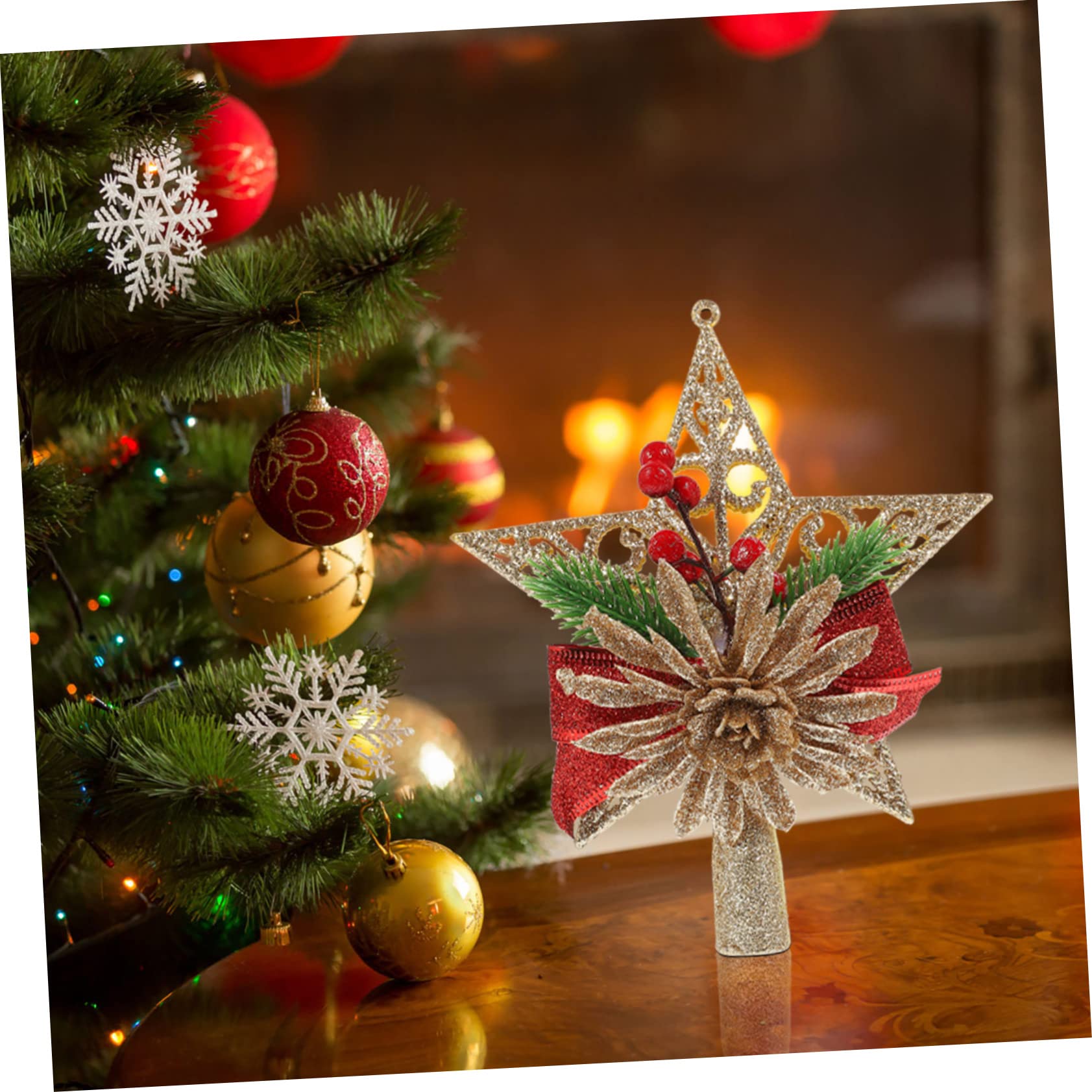 3 Stücke Galvanisierte Weihnachtsbaumspitze 5-zackiges Ornament Weihnachtsbaum Stern Für Dekorative Versorgung Zu Hause