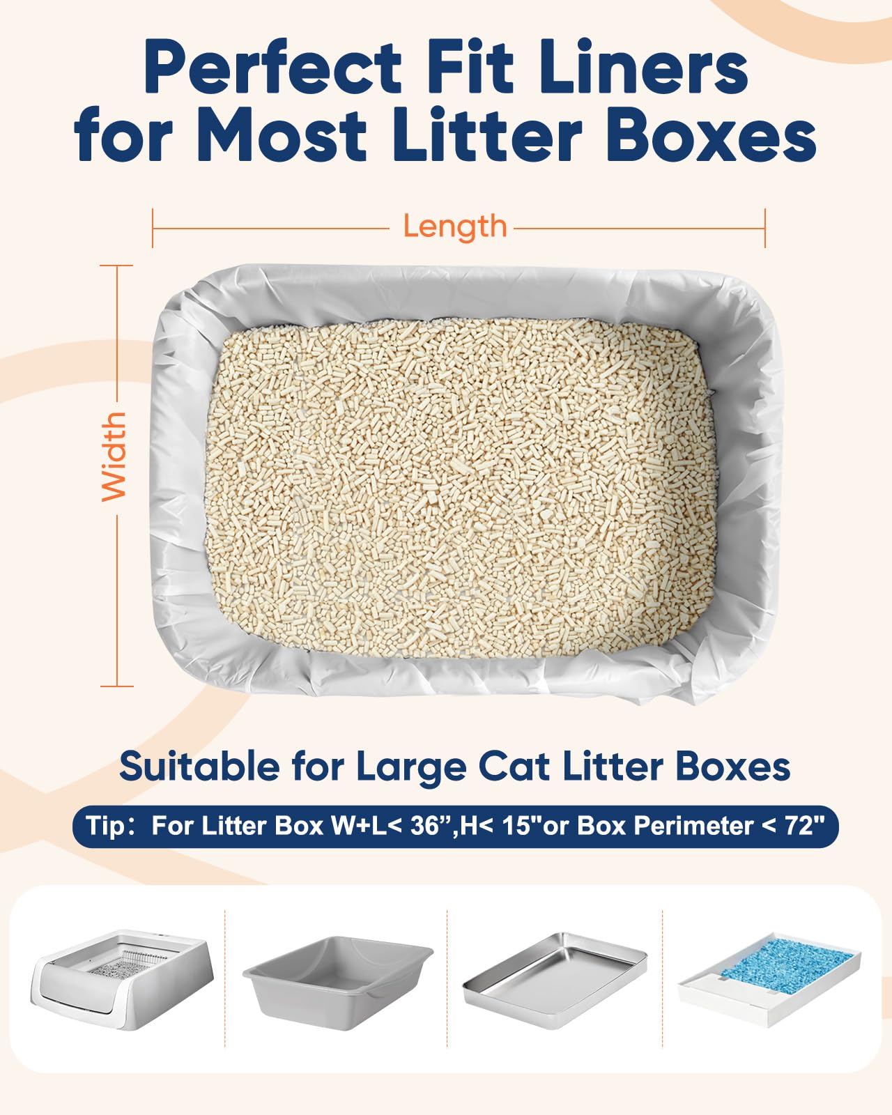 Paquete de 24 forros para caja de arena compatibles con Safe Pets Scoopfree para caja de arena para gatos, bolsas grandes para excrementos de gatos con cartón antiarañazos y cordón, resistente al