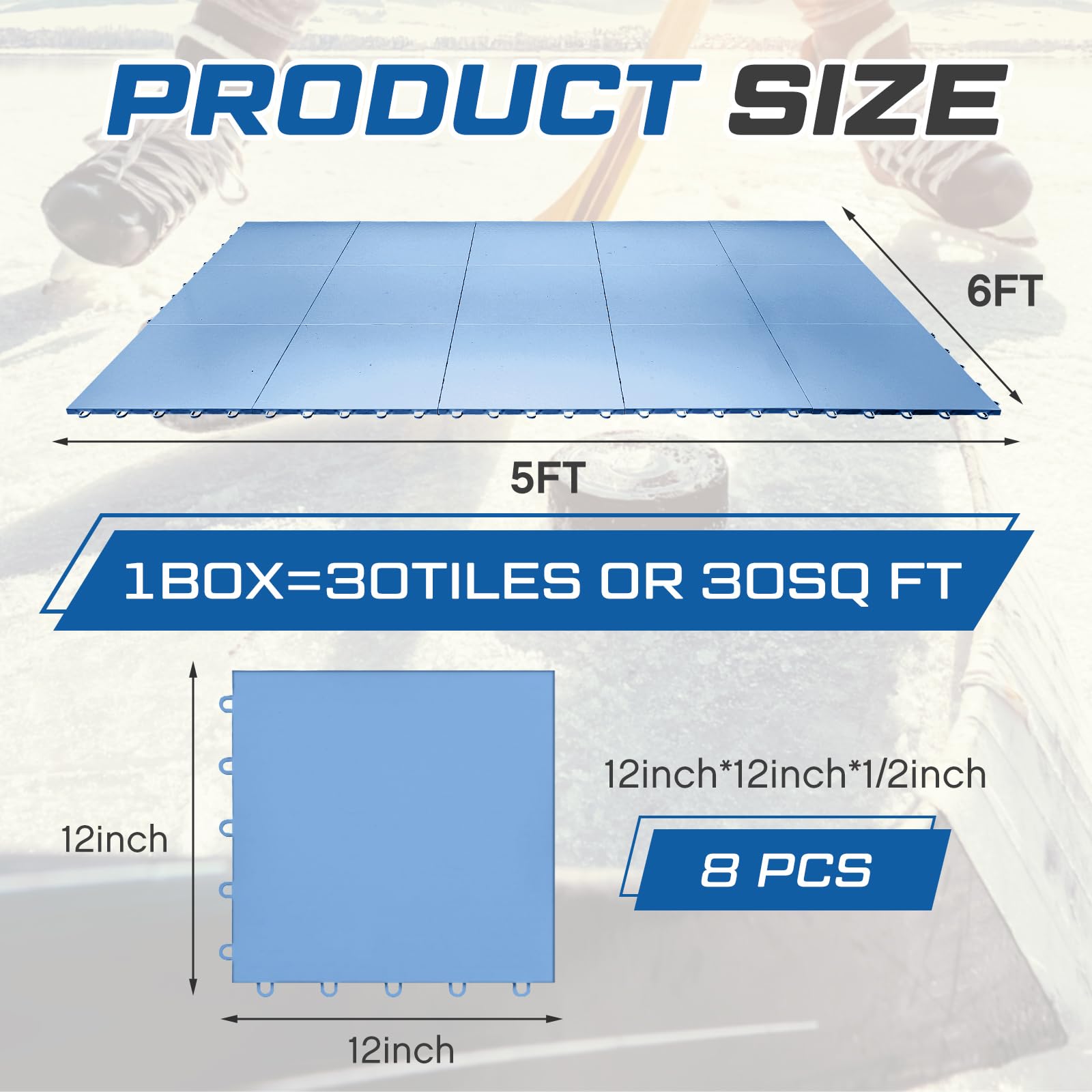 Winnwell Hockey Tiles Costco Fabbay Dryland Synthetic Ice Tiles For Hockey Floor Mat, 12 X 12 Squares Hockey Training Equipment Board For Outdoor Shooting (Pack Of 8 Fake Ice