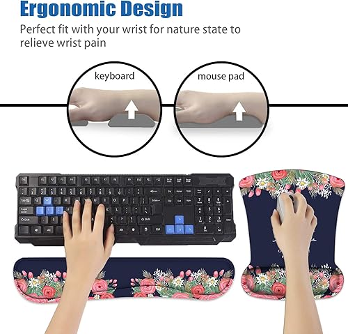 Miniatura 7 de Juego de reposamuñecas para teclado y alfombrilla para mouse con posavasos, cita floral, versículos bíblicos, proverbios 3125, alfombrilla de mouse
