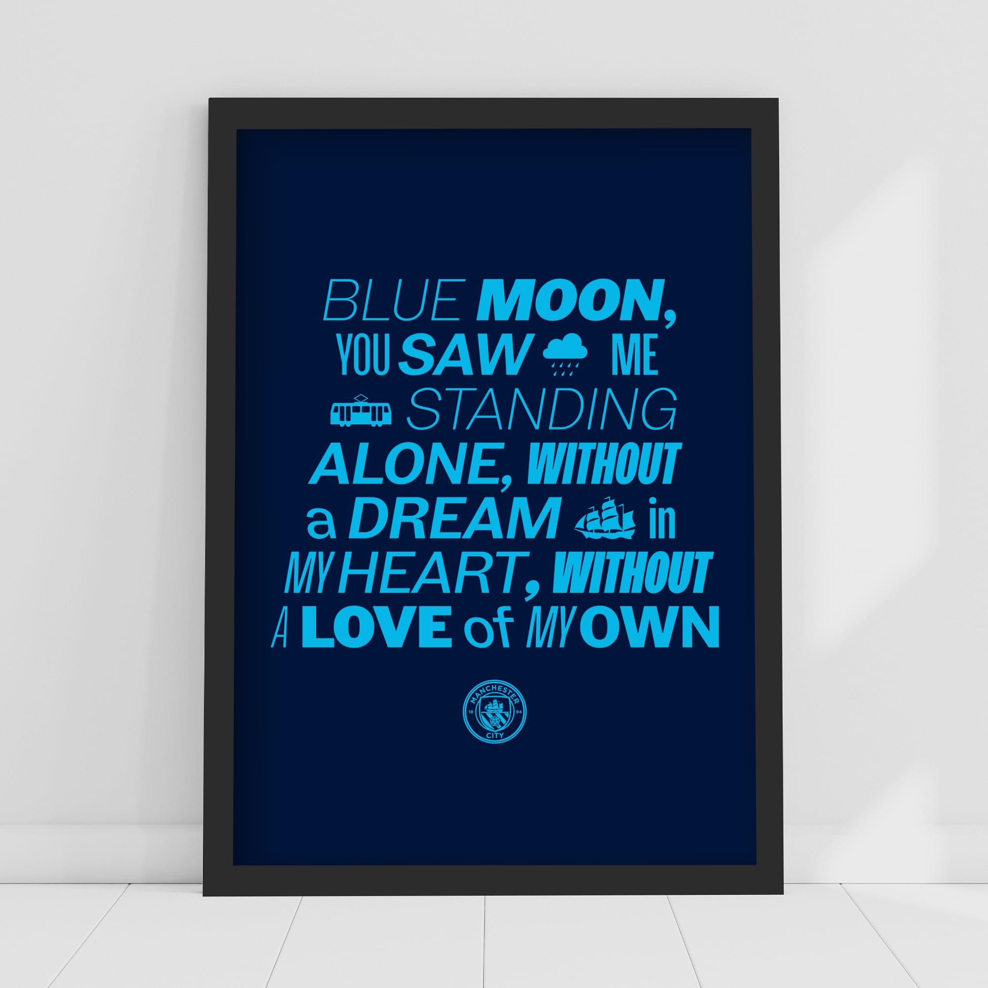 Themed Manchester City FC Print - Blue Moon Song Poster Football Wall Art, A3 (42cm x 29.7cm)