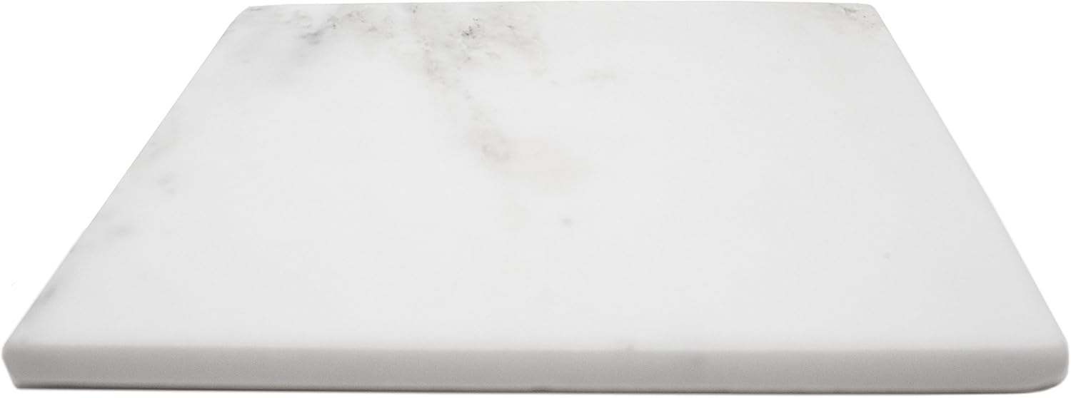 Marble Object Natural Stone 8'' x 8'' Jewelry Tray, Candle Base, Key Tray, Wallet Tray, Office Desk Tray and Trivet with Cork Backing (White Carrara)