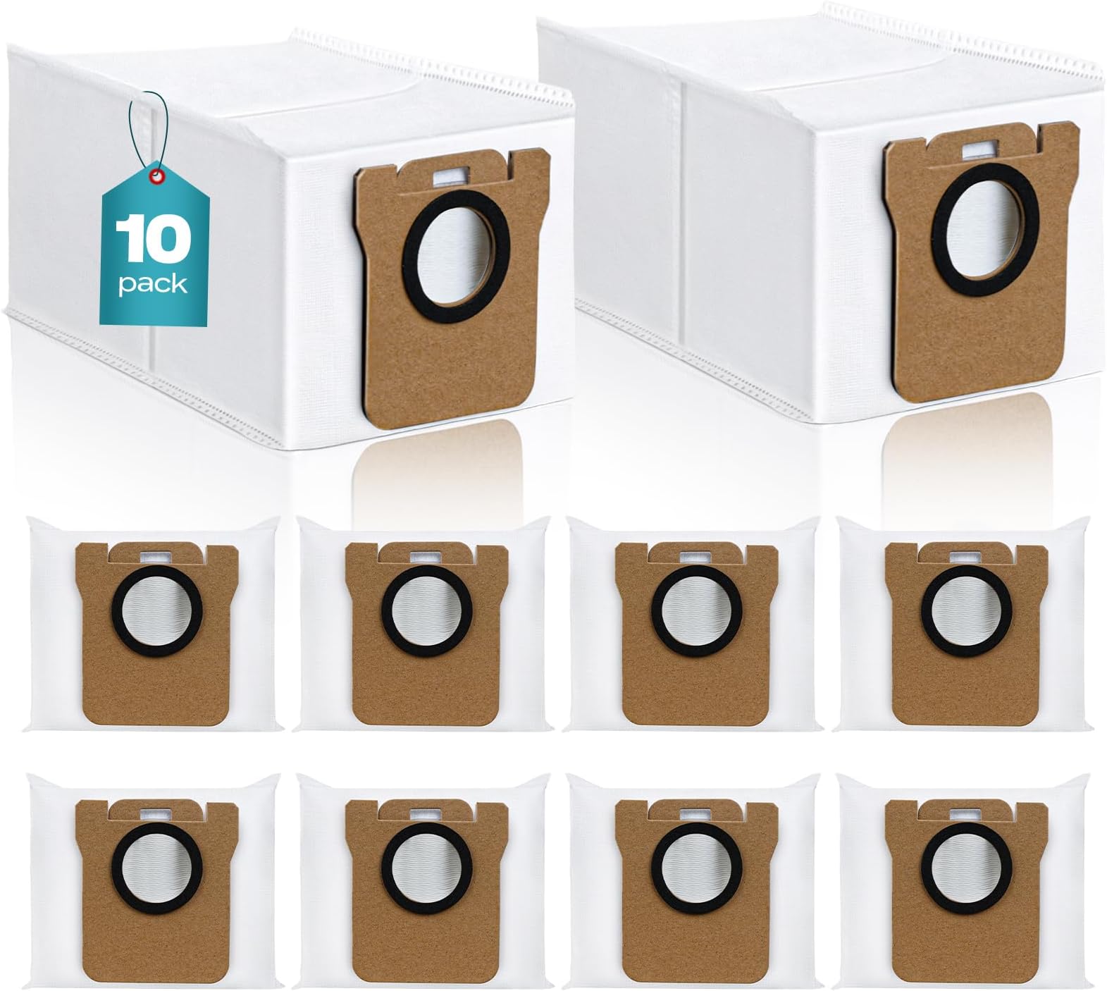 10 Pack Vacuum Bags Compatible with Dreametech L10s Ultra / L10 Ultra, for Dreame L20 Ultra Robot Vacuum, 3L Auto-Seal Dust Bag Replacement for Pet Hair & Daily Dirt, Multi-Layer Filtration