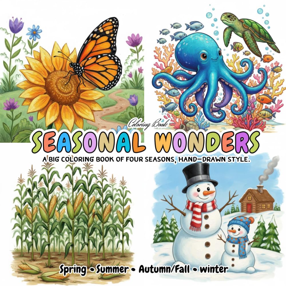 Seasonal Nature Coloring Book | Four Seasons Detailed Coloring Pages for Kids | Spring Summer Autumn Winter Activity Book: Seasonal Nature Coloring ... | Spring Summer Autumn Winter Activity Book