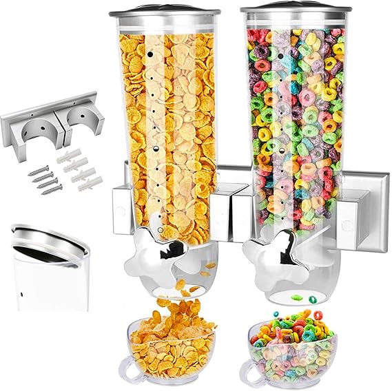 Amazon.com: Milky House Food Dispensers Wall Mount, 2 Pack Dry Cereal ...