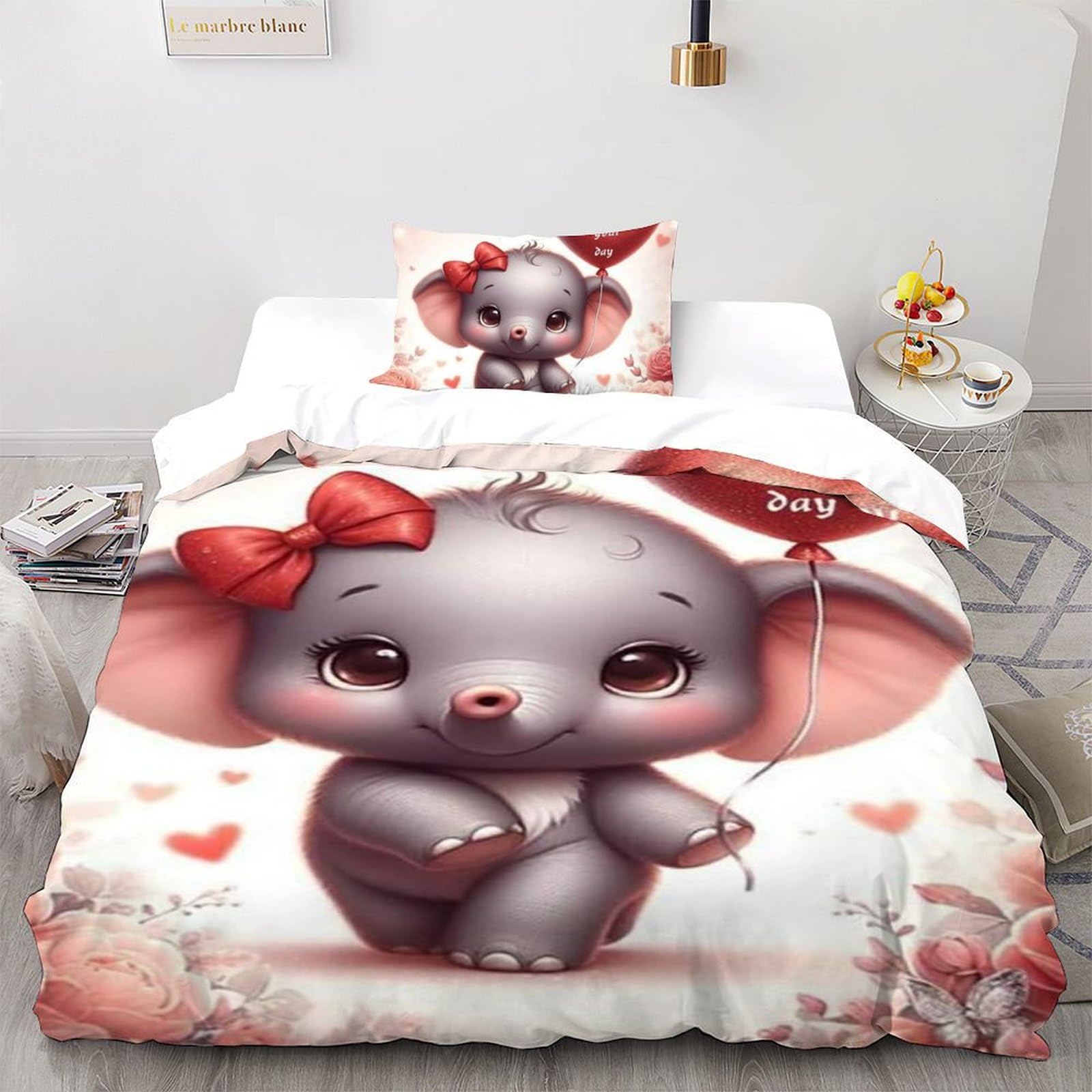Housse de couette enfants éléphant rose pour transformer la chambre en safari