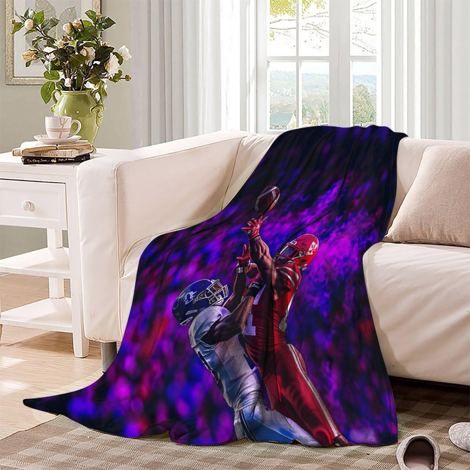 Koc polarowy do futbolu amerykańskiego, 70 x 80 cali (180 x 200 cm), Thenfl Football Flanelowy koc polarowy, polarowy, łóżko dla 1/2 osób - sofa