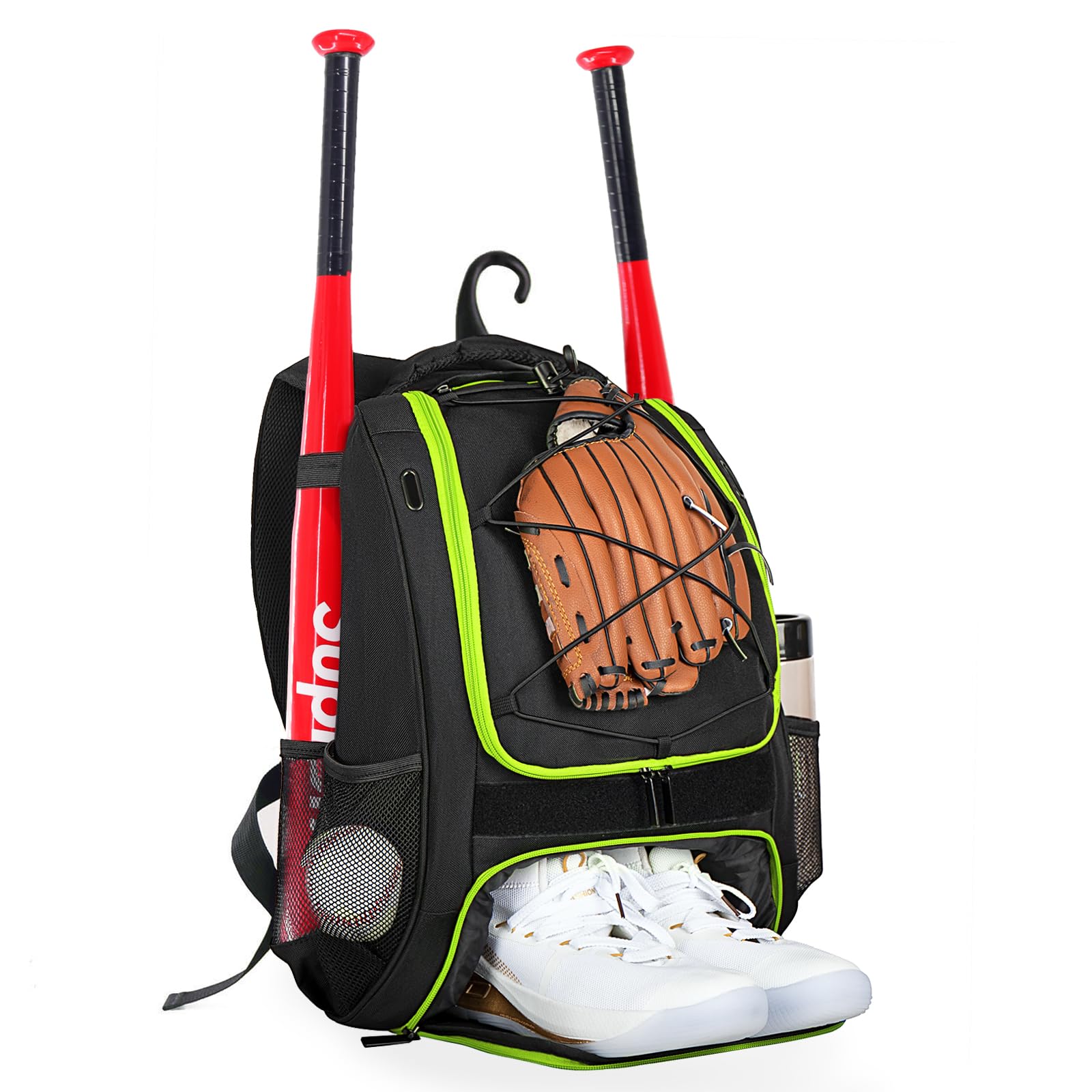 Sac à dos de baseball pour adultes et jeunes avec compartiment à chaussures et crochet de clôture