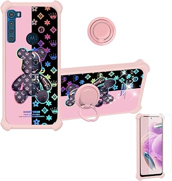 Case for Moto One Fusion Plus Case Compatible with Motorola Moto One Fusion Plus Phone Case Cover [with Tempered Glass Screen Protector][Hard PC + Soft Silicone][Colorful Reflect Light] IMDF-JXX