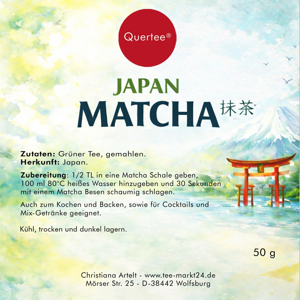 Matcha Pulver aus Japan für Matcha Latte 500 g | Quertee • Premium Matcha • Fein gemahlen • Für Tee, Matcha Latte & Smoothies • Original aus Japan