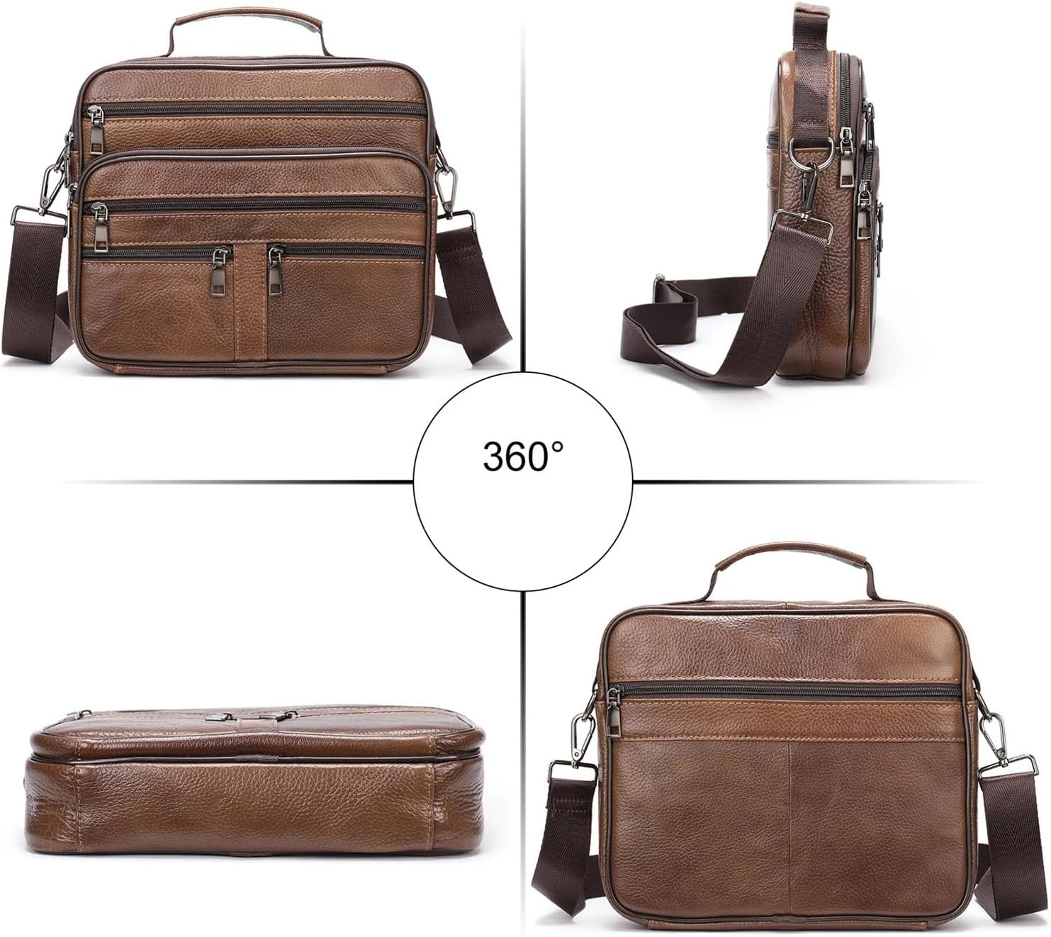 Briefcase Genuine Leather Shoulder Bag For Men Black Handbag For Business Office Messenger