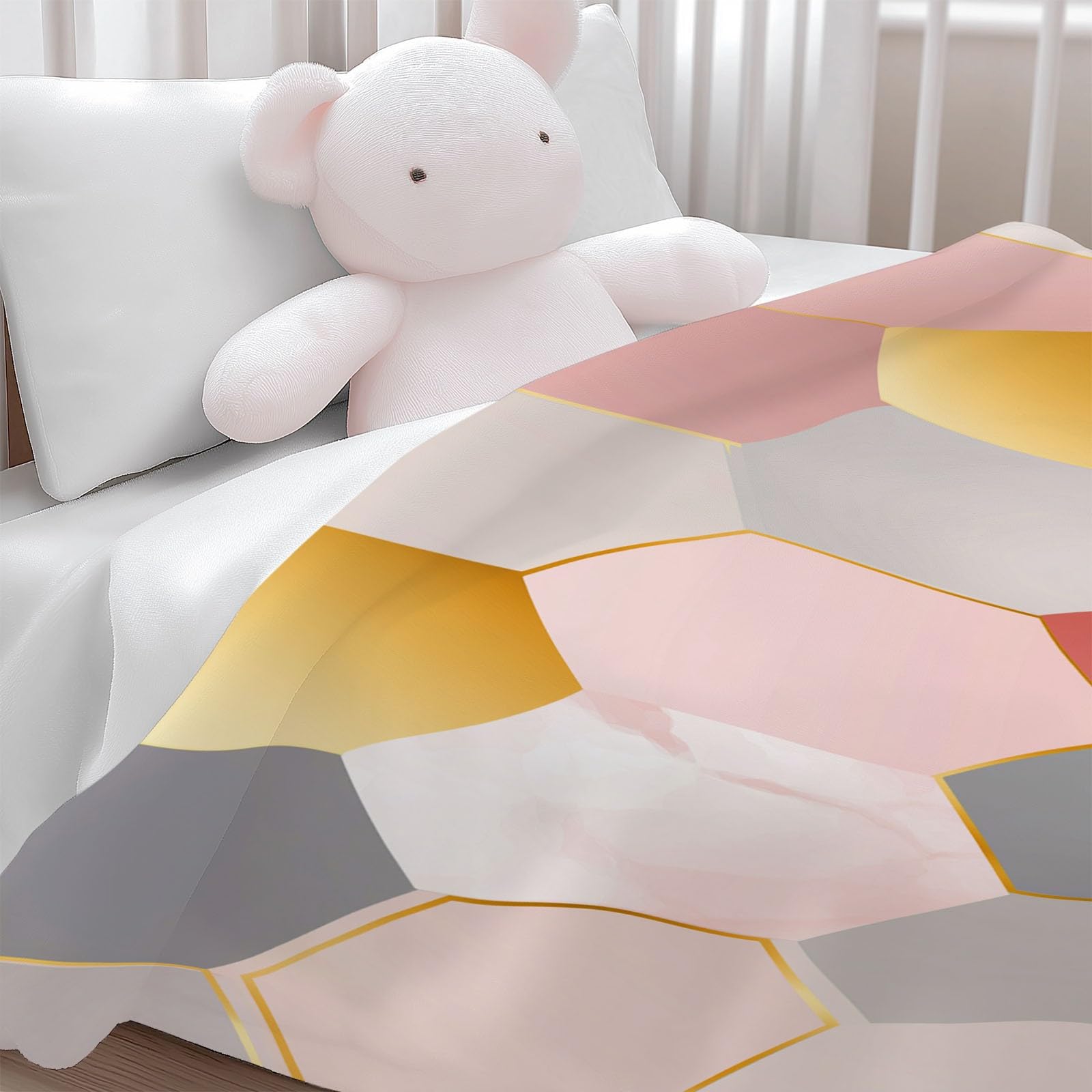 Coperta Plaid Pile in Flanella 180x220 cm Coperta Pile Piccola Esagoni Geometrici A Nido D'Ape, Morbida Soffice Calda Coperte per Divano Singolo Matrimoniale Letto Rosa