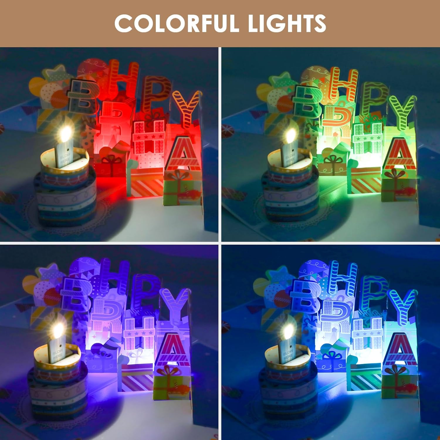 3D Musical Birthday Pop Up Card, Blow Out LED Light Candle & Music Happy Birthday Card Birthday Greeting Cards with Blank Note Card and Envelope for Kid Husband, Men, Women, Mom - Image 5