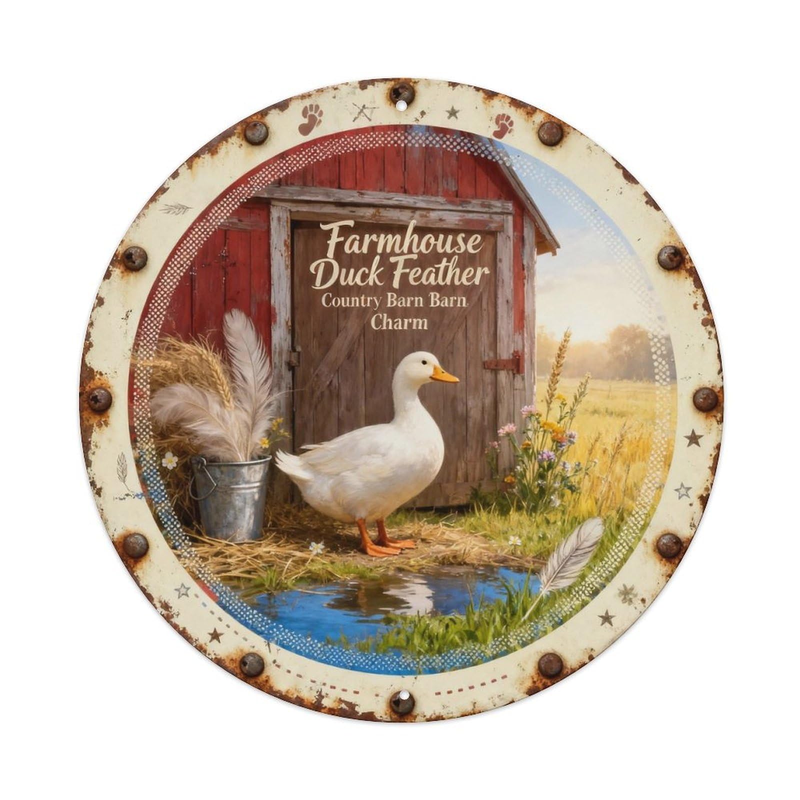 Farmhouse Duck Feather Metal Tin Sign Plaque