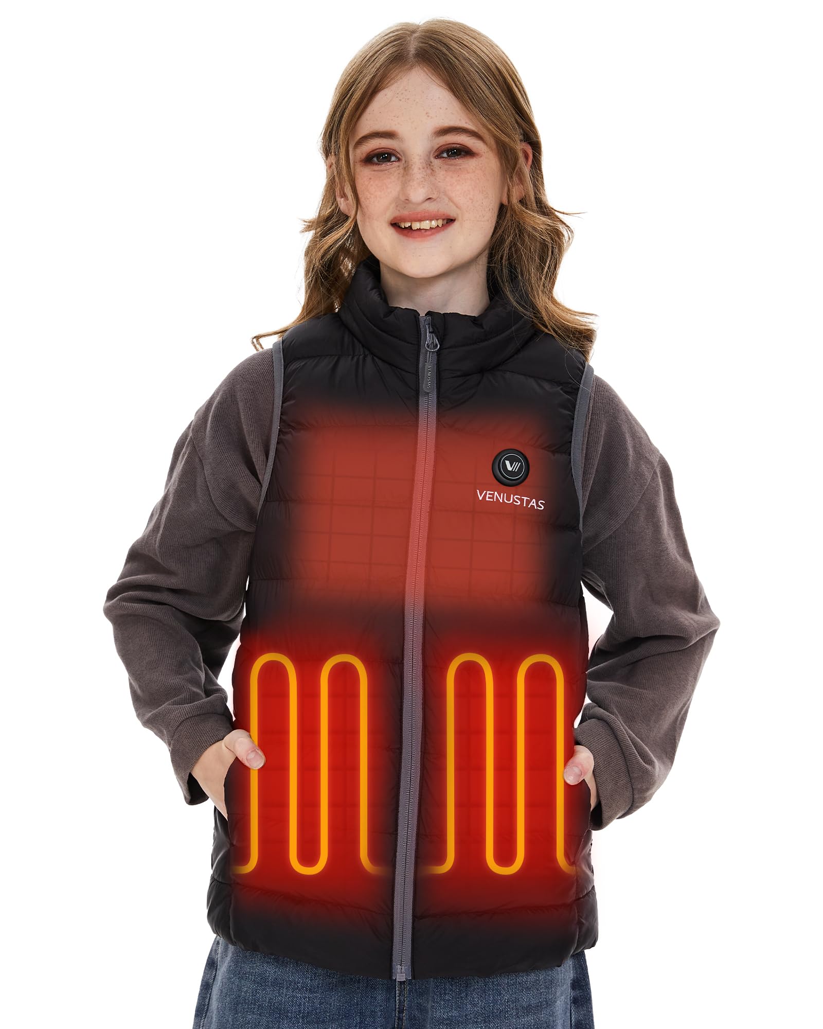 Venustas Kids Heated Vest with Battery Pack, Girls Lightweight Electric Heated Vest