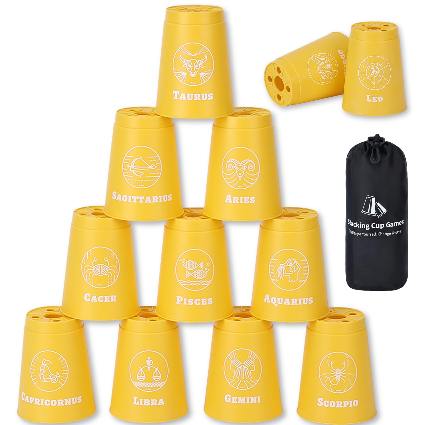 Stack Cups, 24pcs Sports Stacking Cup Set Classic Stack Training Game Toys for Boys Girls Kids Stacking Cups with Carry Bag (Blue & Purple), Gift for Halloween Christmas