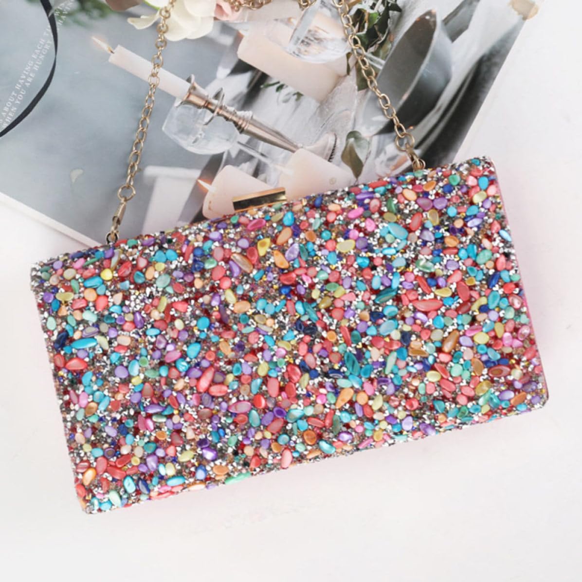 Generisch Abendtasche Damen, Bunte Partytüte, Dekorative Kettenhandtasche, praktisch und tragbar, geeignet für Partys und besondere Anlässe