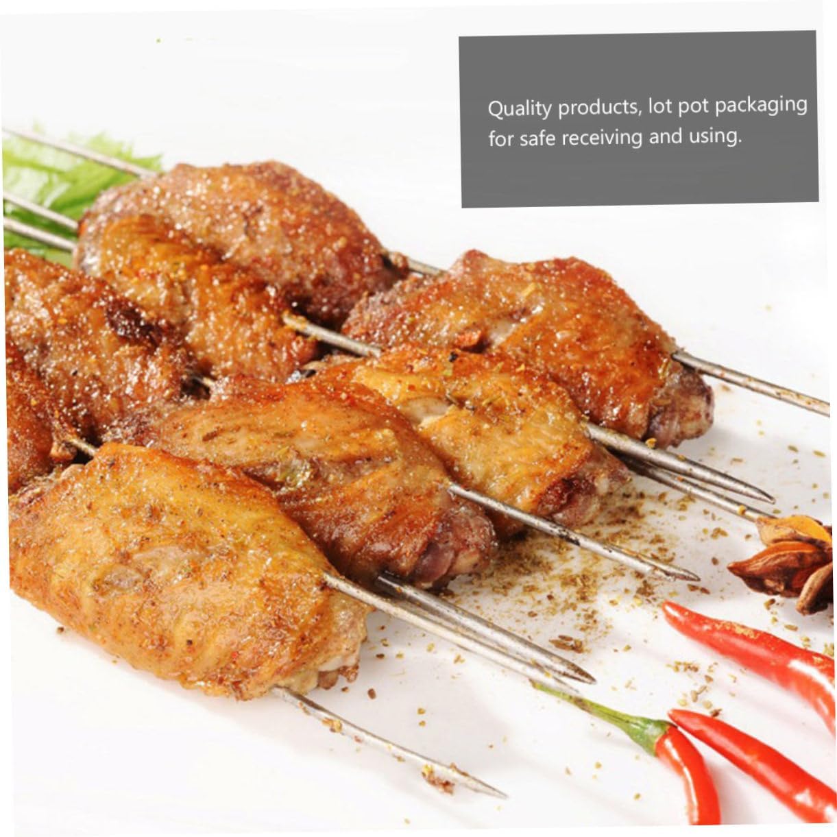 100pcs Bbq Grilling Tool Kit Round Stainless Steel Skewers Easy to Use and Clean