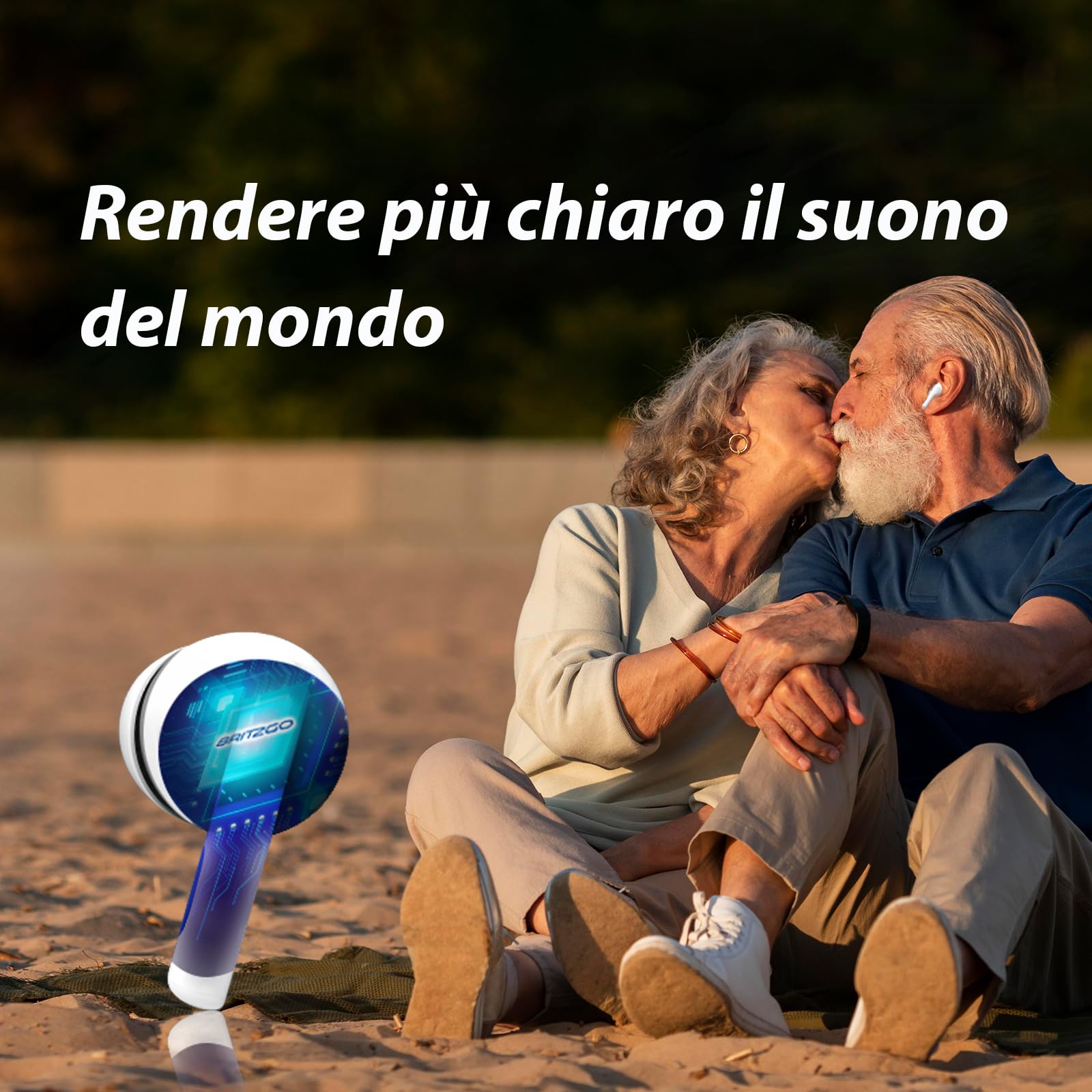 Britzgo Appareil rechargeable avec annulation intelligente du bruit et Bluetooth pour personnes âgées et adultes (A3-Blanc)
