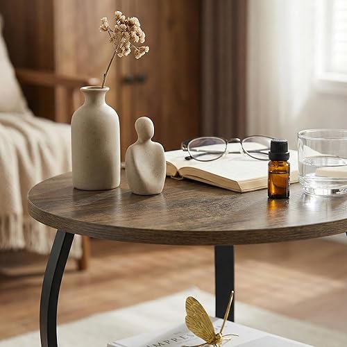 Miniatura 7 de Round Side Table, 3-Tier Waist End Table with Storage Shelf, Side Tables Living Room,15.75x24’’Round Table, Sofa Side Table, Snack Table TV Tray