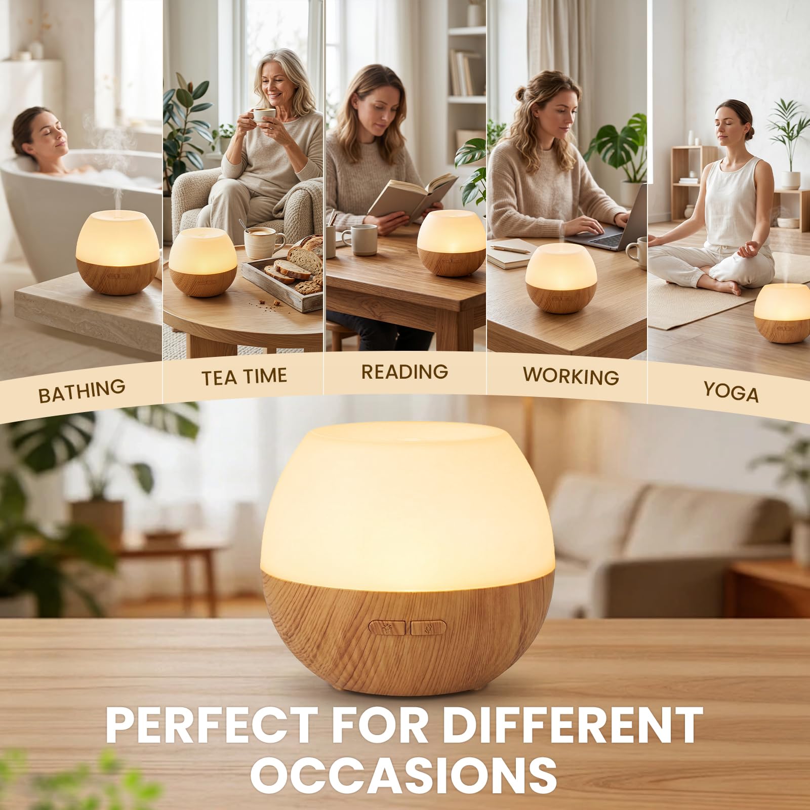 AESHORY 100ml Aroma Diffuser, Ultraschall Luftbefeuchter Aromatherapie Diffuser für Ätherische Öle, 7 Farbigem LED Licht, 2 Nebelmodi