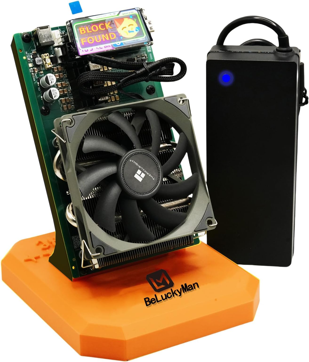 Bitcoins Miner Solo Miner NerdQaxe++ 4800GH/s 4 Pieces BM1370 Asic Chip BTC Mining Machine 15J/Th 98W Power Consumption Open-Source Mining Rig (Orange)