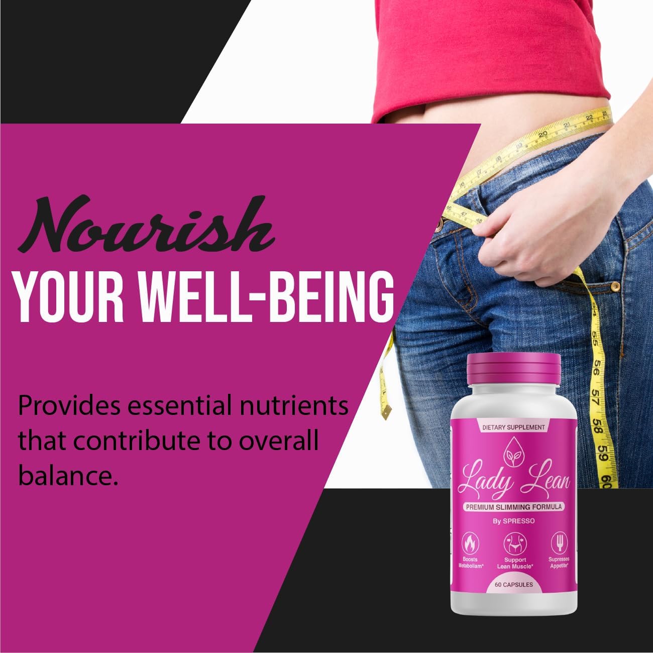 (3 Pack) LadyLean Capsules, Official Lady Lean Supplement Pills with Premium Ingredients, All Natural Formula to Support Active Lifestyle & Wellness, Advanced LadyLean for Reviews (180 Capsules)