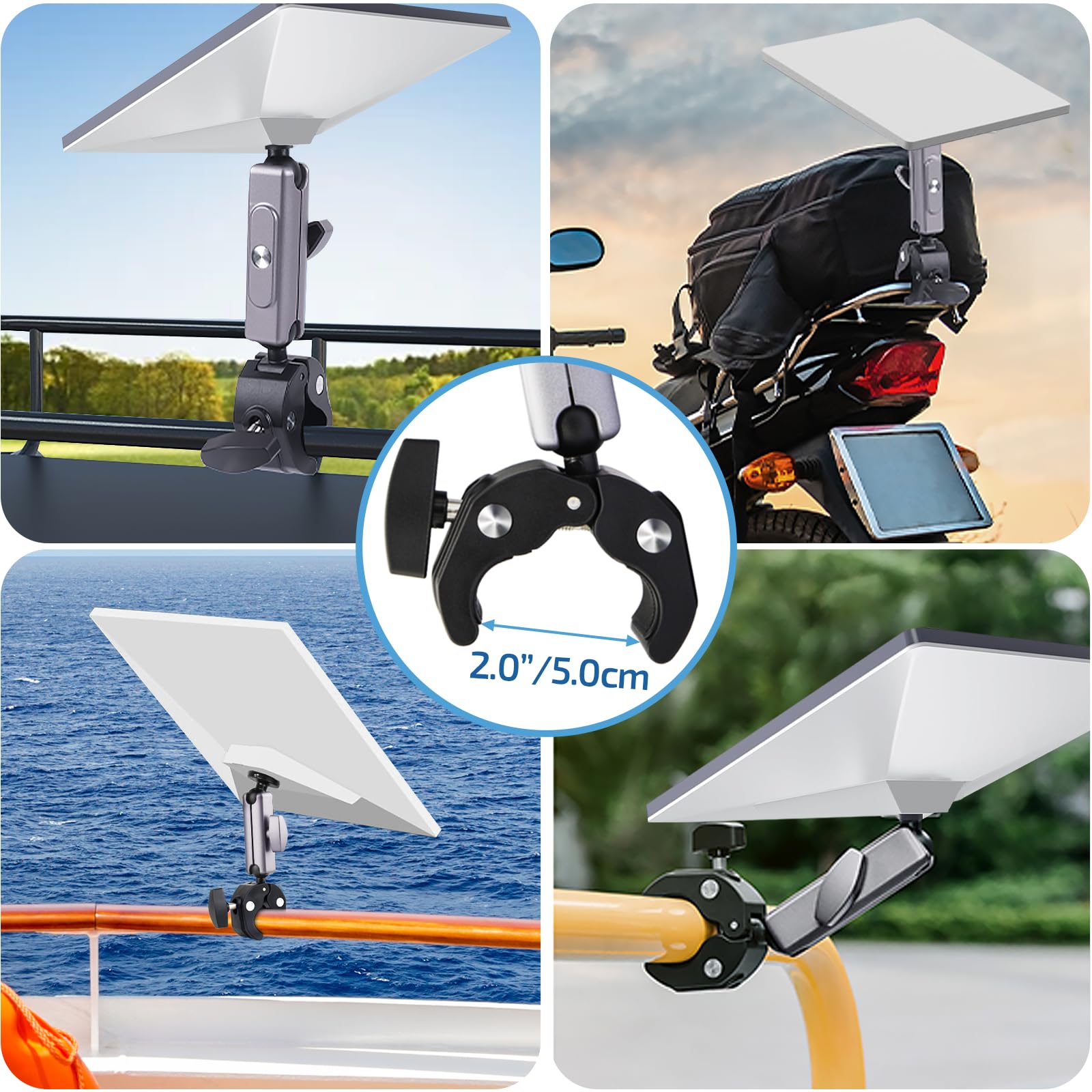Starlink - Mini staffa regolabile per mini ciotola Starlink, adatto per aste da 2,2 – 5 cm, ideale per scale camper, barre portatutto, furgoni, barche, camper e uso esterno