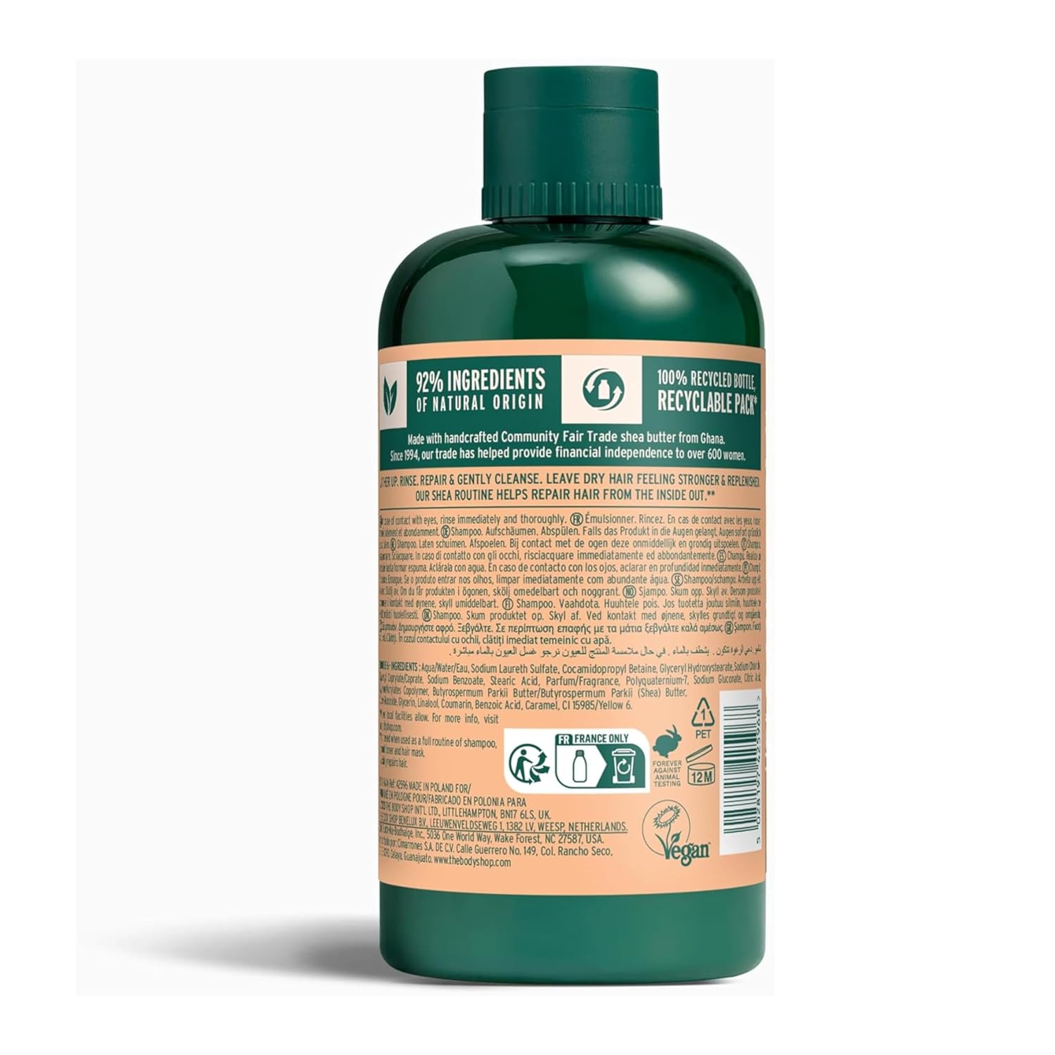 The Body Shop Shea Intense Repair Shampoo for Dry Damaged Hair | Nourishing and Strenghtening, Vegan, 250 ml / 8.4 oz