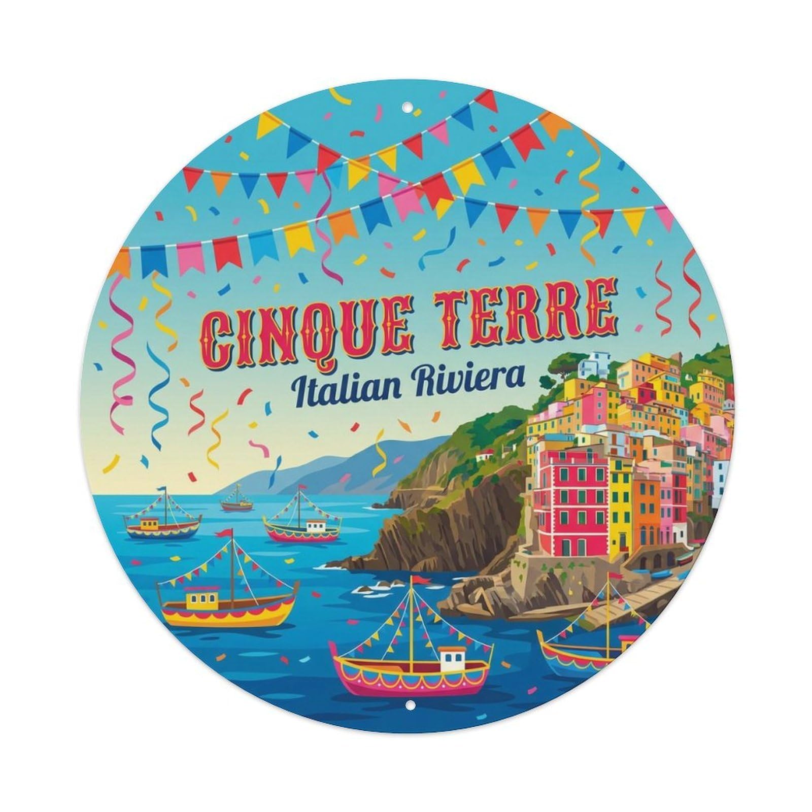 Vintage Travel Cinque Terre Italy Joy Metal Tin Sign