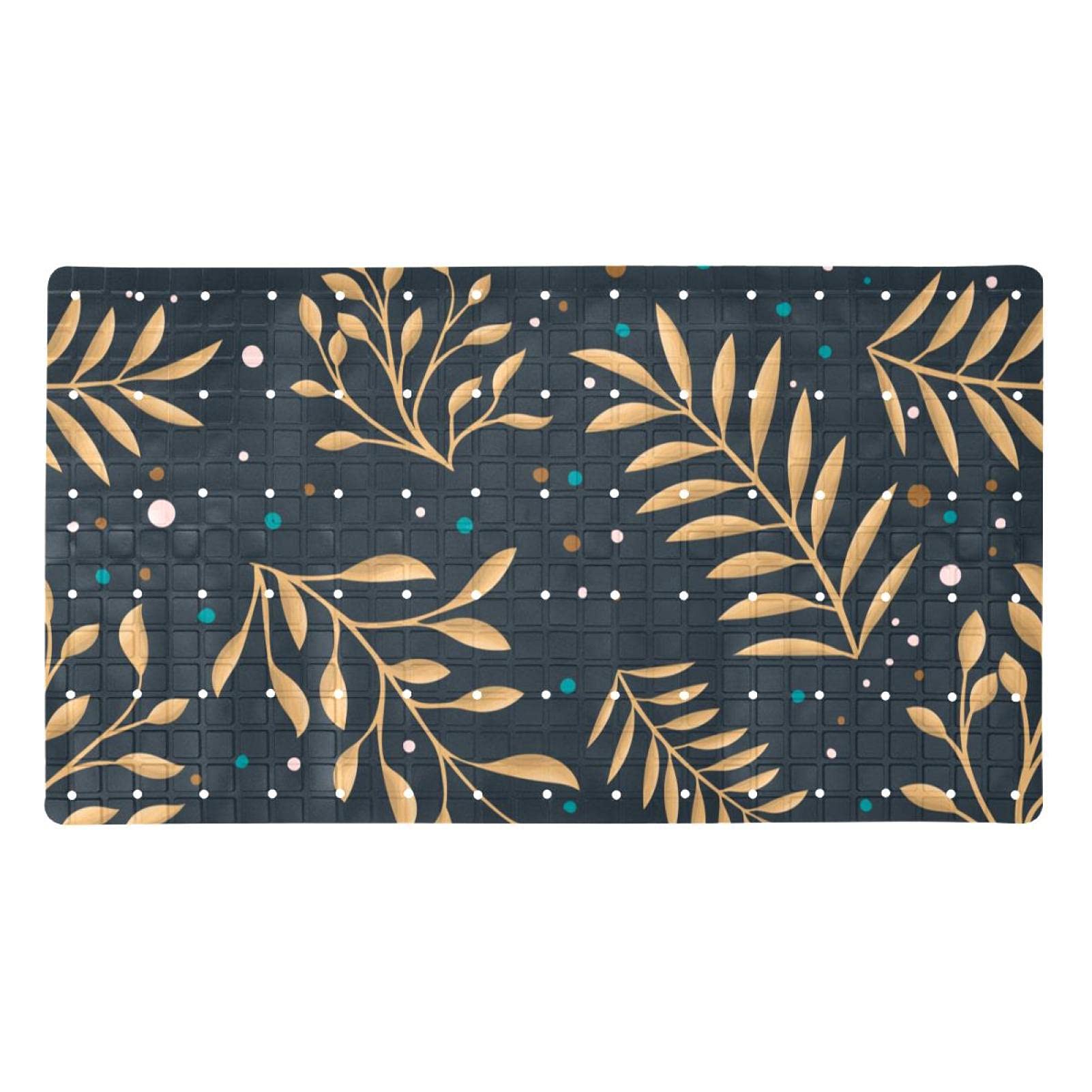 Tapis de bain antidérapant rectangulaire en PVC à motif floral pour baignoire