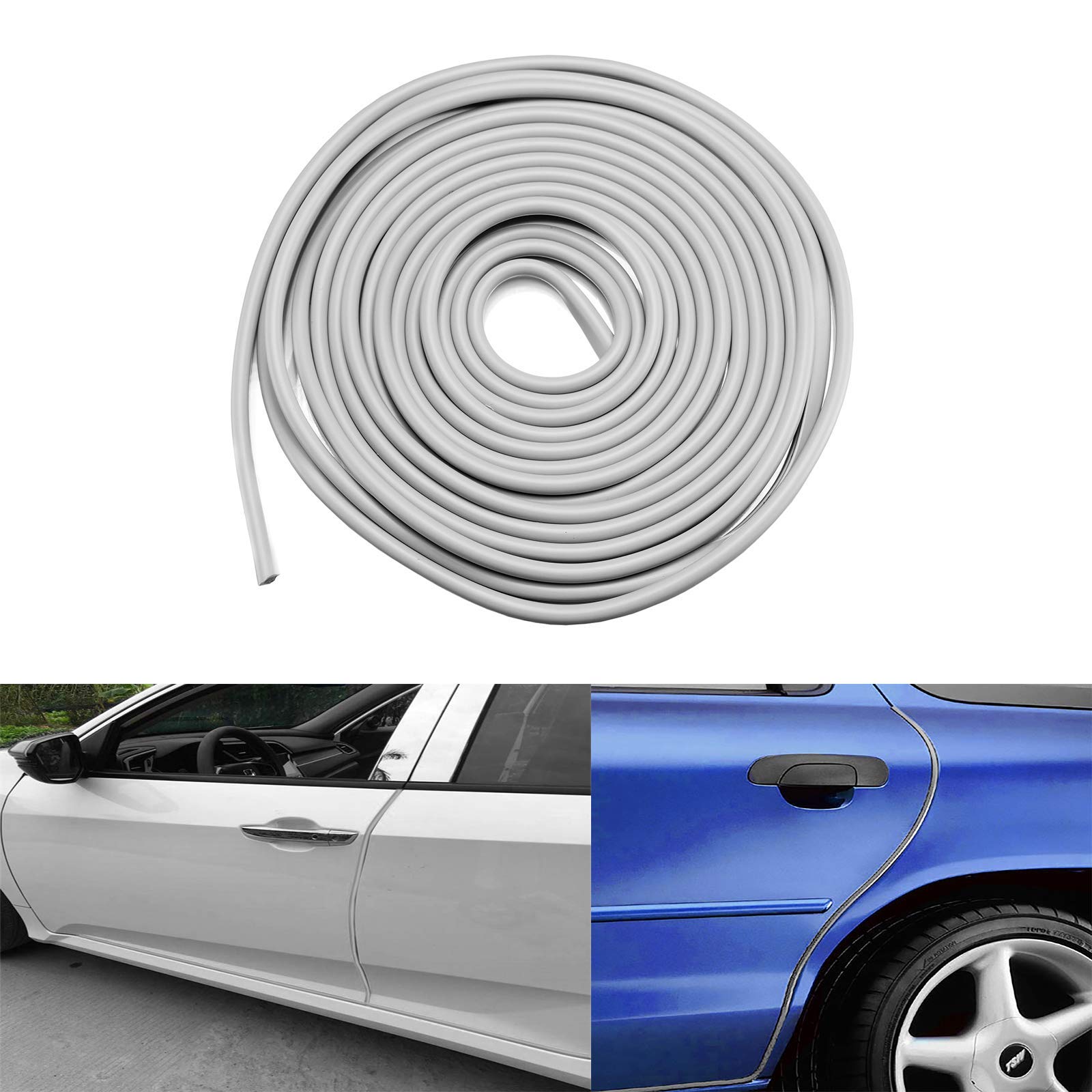 15 Ft Soft Gray Rubber Flexible Door Tape Edge Seal Guard Scratch Paint Protection Molding Trim (No More Messy Liquid Glue)