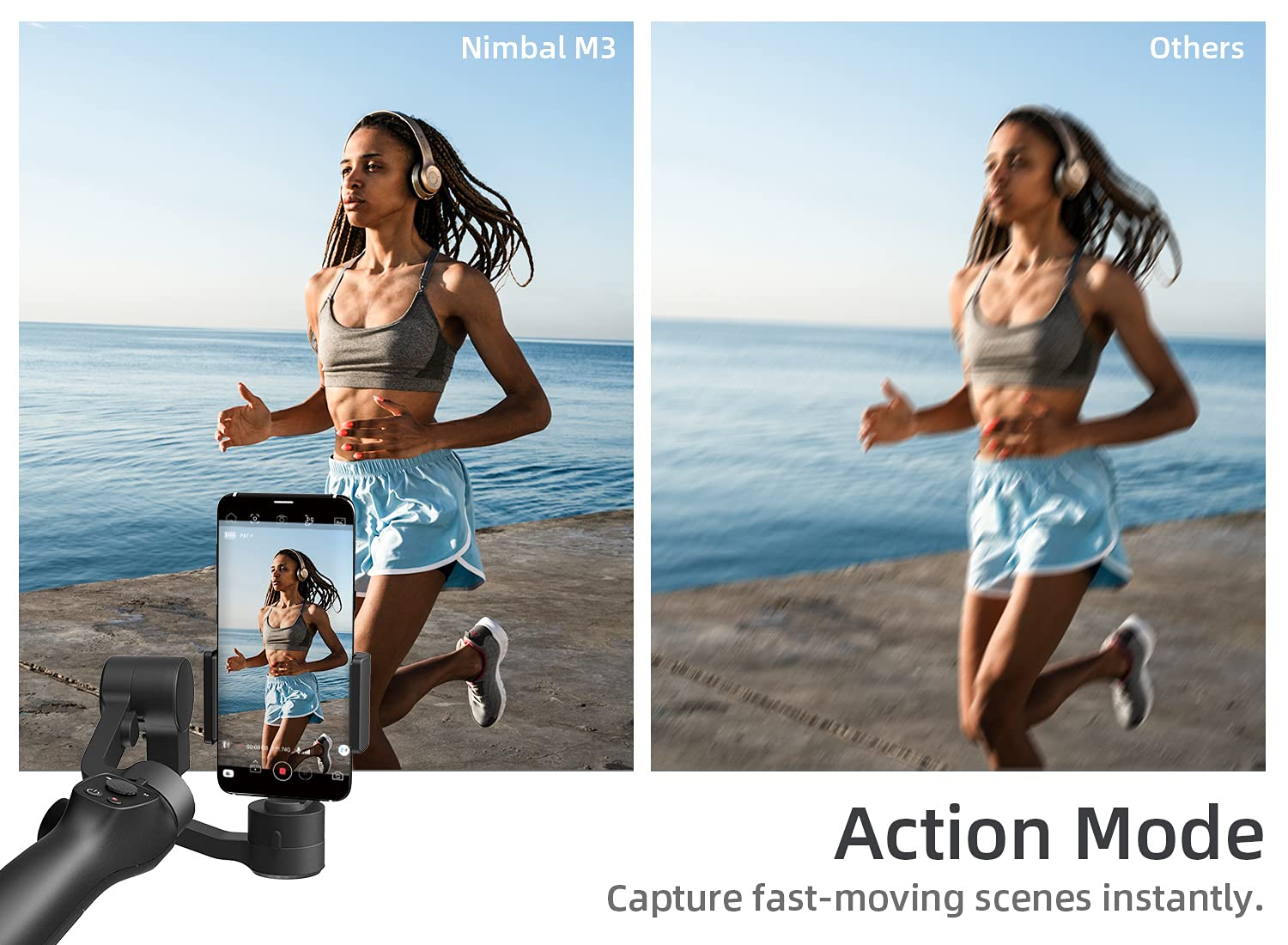 Gimbal estabilizador, VÂNTOP Nimbal M3 3 ejes Smartphone Estabilizador, 15 Horas Duración de la Batería, con estuche y Mini trípode, Anti-shake sin fugas para iPhone Samsung Huawei Xiaomi