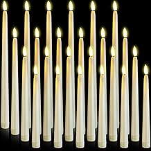 24 Pcs Flameless LED Taper Candles Battery Operated Candles 8.58'', 9.69'', 10.98'', 12.91'', 12.8'' Flameless Candlesticks Flickering for Halloween Christmas Church Wedding(Ivory)