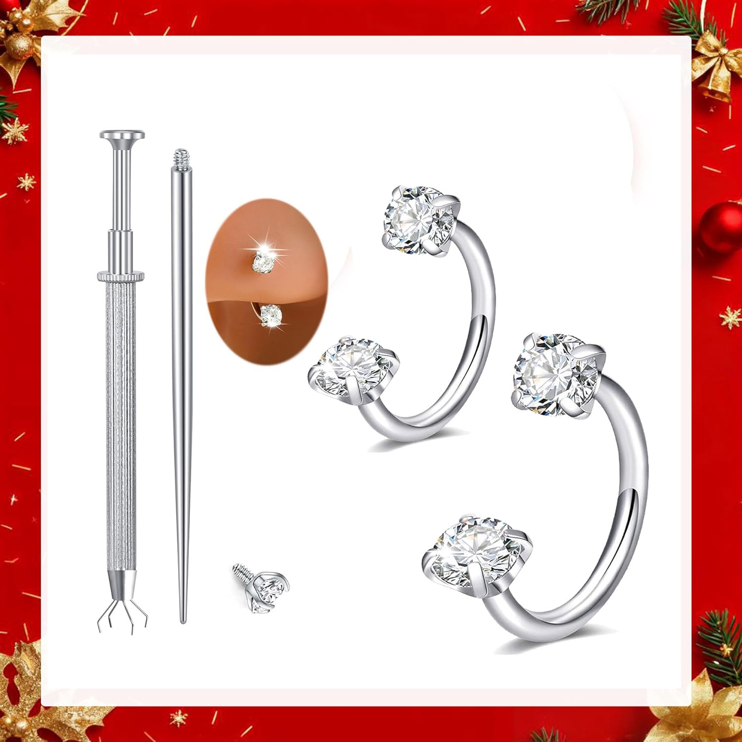 MODRSA 20g 16g 18g Piercing Taper Internal Threaded Piercing Taper Insertion Threader Tool Threadless Jewelry Changing Tool Horseshoe Nose Ring Labret Earring Studs Applicator Piercing Ball Grabber - Image 9