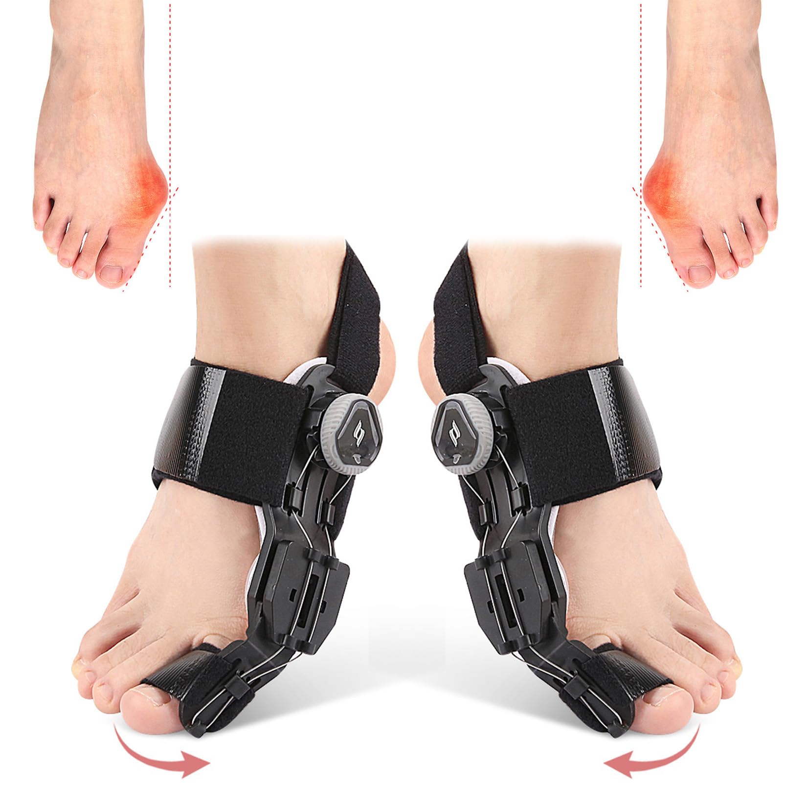 Ergonomiczny Korektor Haluksów dla Kobiet i Mężczyzn Duży Palec u Nogi, Regulowana Prostownica Palców z Gałązką, Ortopedyczna Szyna na Haluksy Ulga w Bólu do Wsparcia w Dzień/w Nocy (2 szt.)