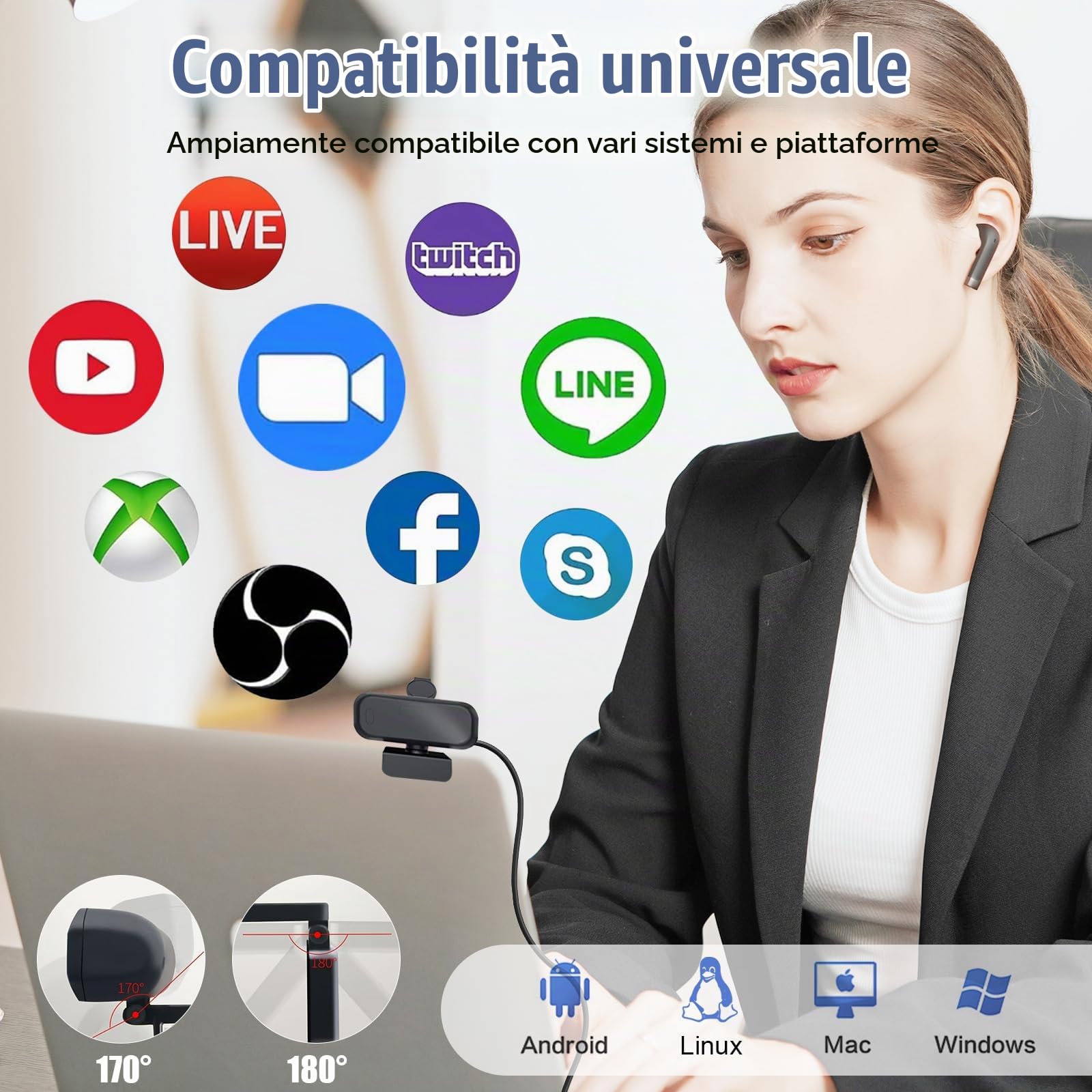 1080P Webcam PC with Dual Microphone,30FPS Full HD USB Webcam,Upgraded Autofocus, Light Correction,Noise Cancellation,Privacy Shutter and Tripod, Camera for Video Calling, Conference and Studio