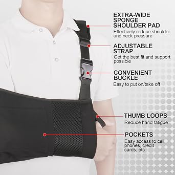 Arm Sling Shoulder Immobilizer with Pocket, Breathable Comfortable Medical Sling for Arm Support Shoulder Surgery Torn Rotator Cuff Elbow Wrist Injury, Right and Left, Men and Women