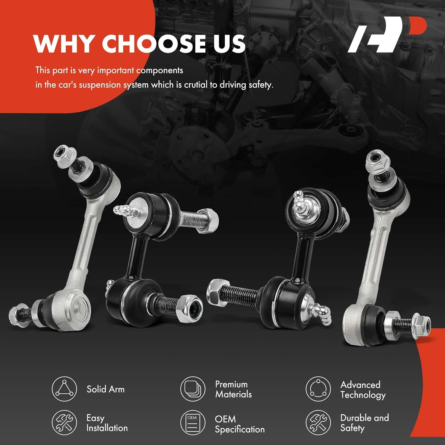 A-Premium Set of 4, Front & Rear Sway Bar Links Kit Stabilizer Bar Links Compatible with Infiniti QX50 14-17, Q60 14-15, G37 09-13, Q40 15, EX35 08-12, G25 11-12, G35 07-08, EX37 13, AWD Only