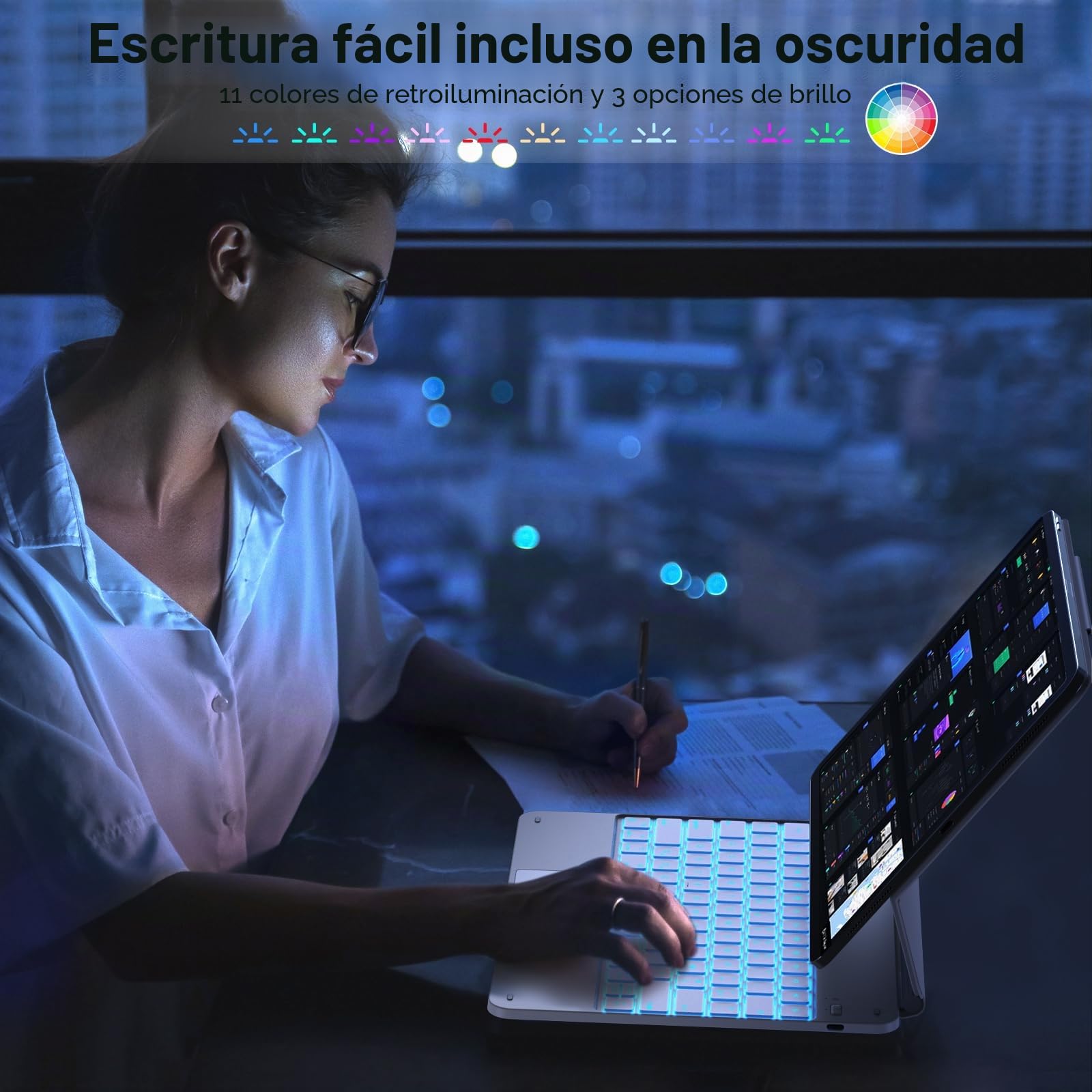 TECURS Funda Teclado alemán QWERTZ para iPad Air 13" (M3/M2, 2025/2024), Teclado para iPad Pro 12.9 (6/5/4/3 Gen), Magic Keyboard para Air 13 con diseño de Soporte Flotante, Blanco