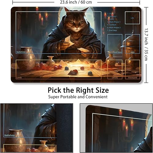 Miniatura 3 de Tapete de juego para MTG, con bolsas de almacenamiento gratis, tapete de juego de 24 x 14 pulgadas, TCG y tapete de juego de mesa para tarjetas,