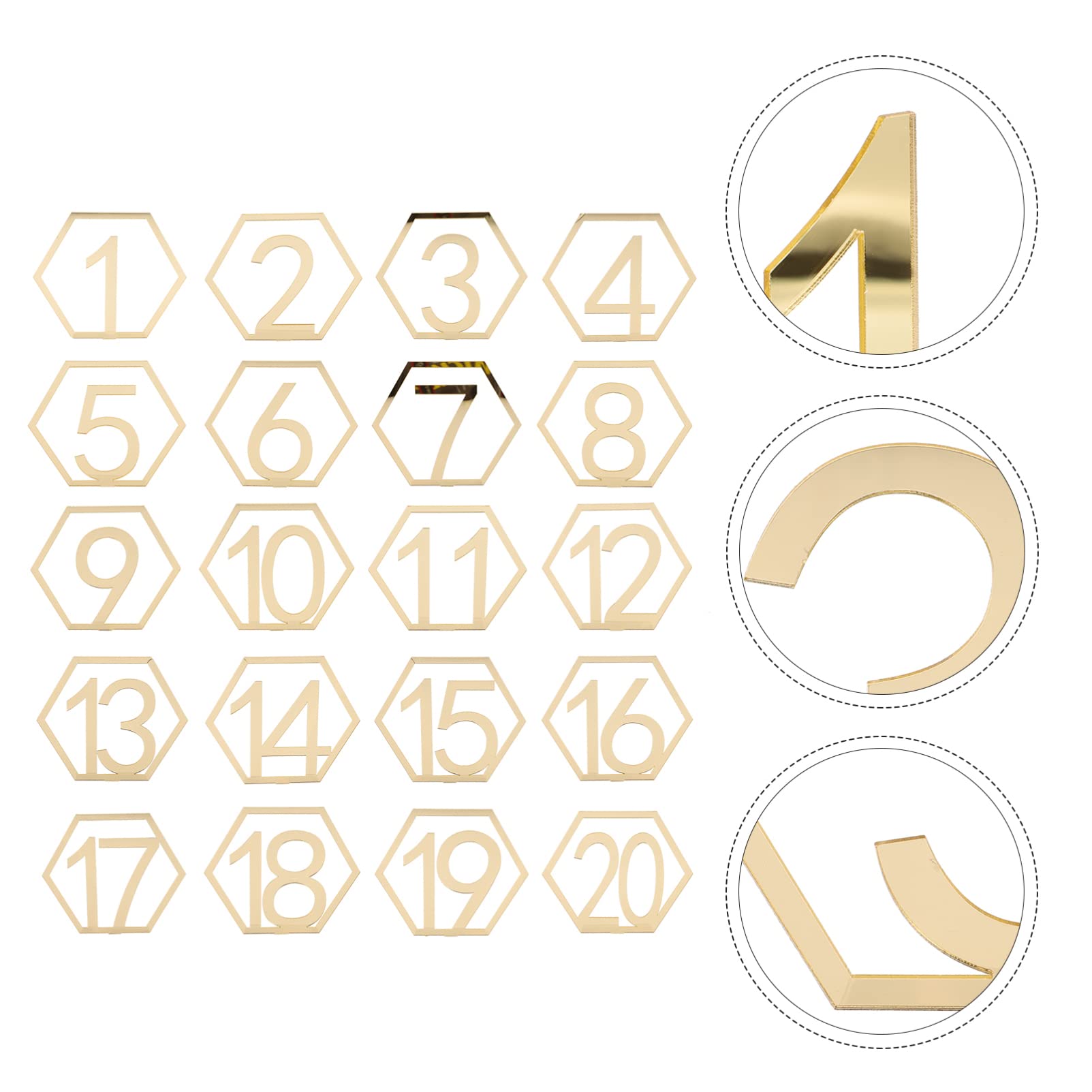 Tischnummern Goldene Stück 1-20, 20 Acryl für Hochzeit