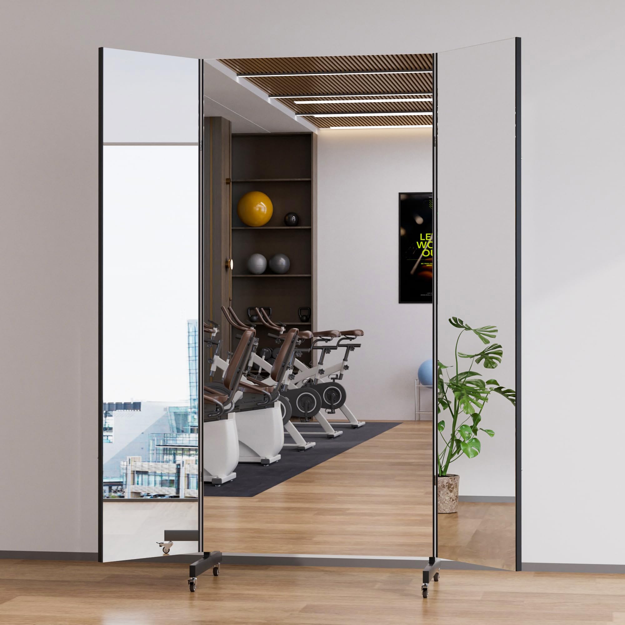 （株）吉桂　stand mirror  b3600wn Amazon.com: Full Length Stand Up Mirror on Wheels,63''×67'',Large