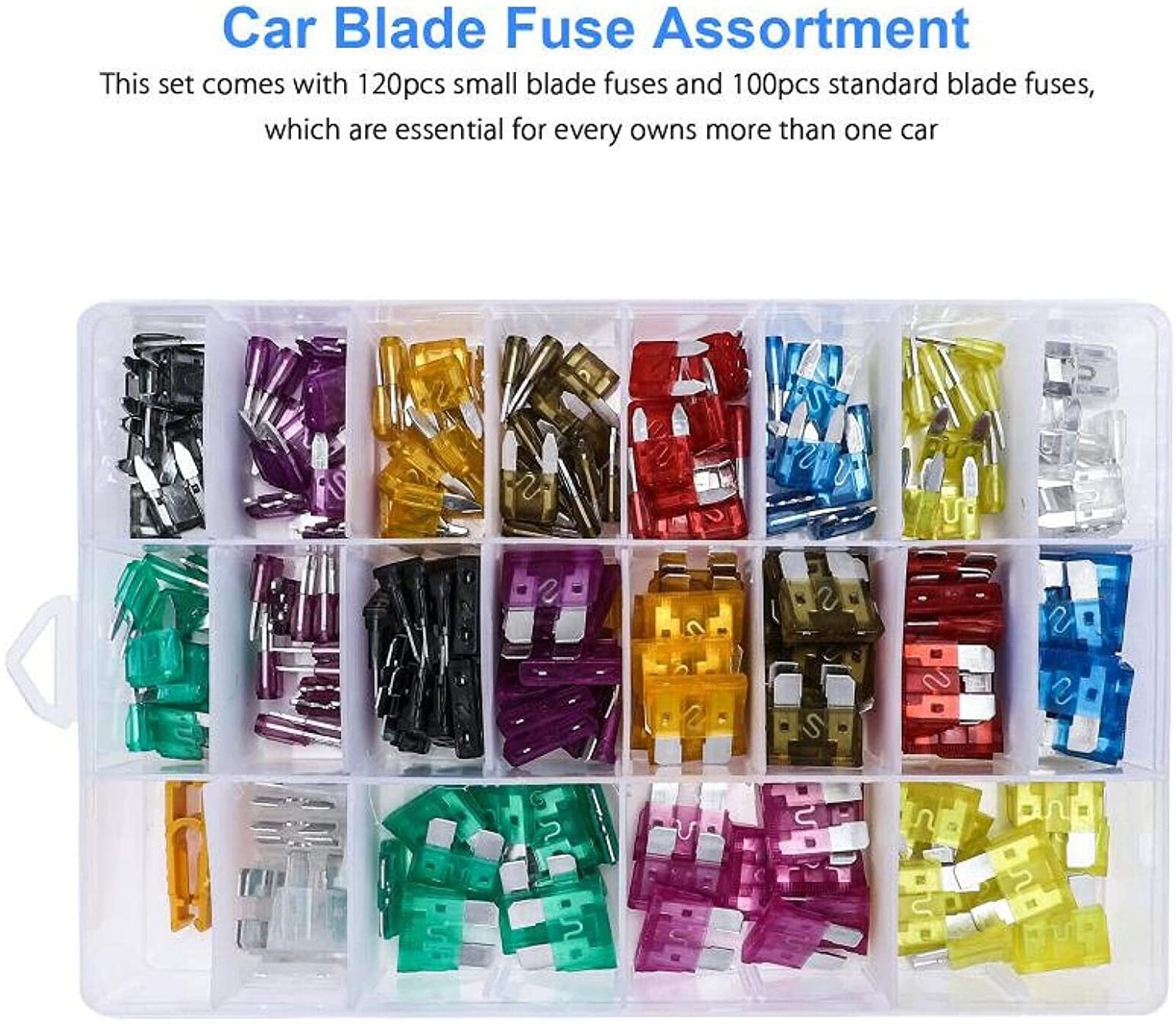 220Pcs Kit di fusibili for camion for auto APM, ATM Mini & Standard Assortimento di fusibili a lama Kit assortiti Set di lame Parti di ricambio for auto