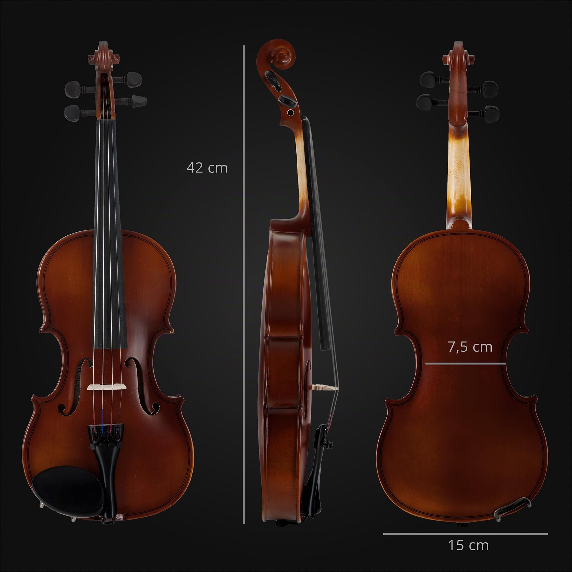 Classic Cantabile Student Violinset 1/8, Table sculptée en épicéa massif