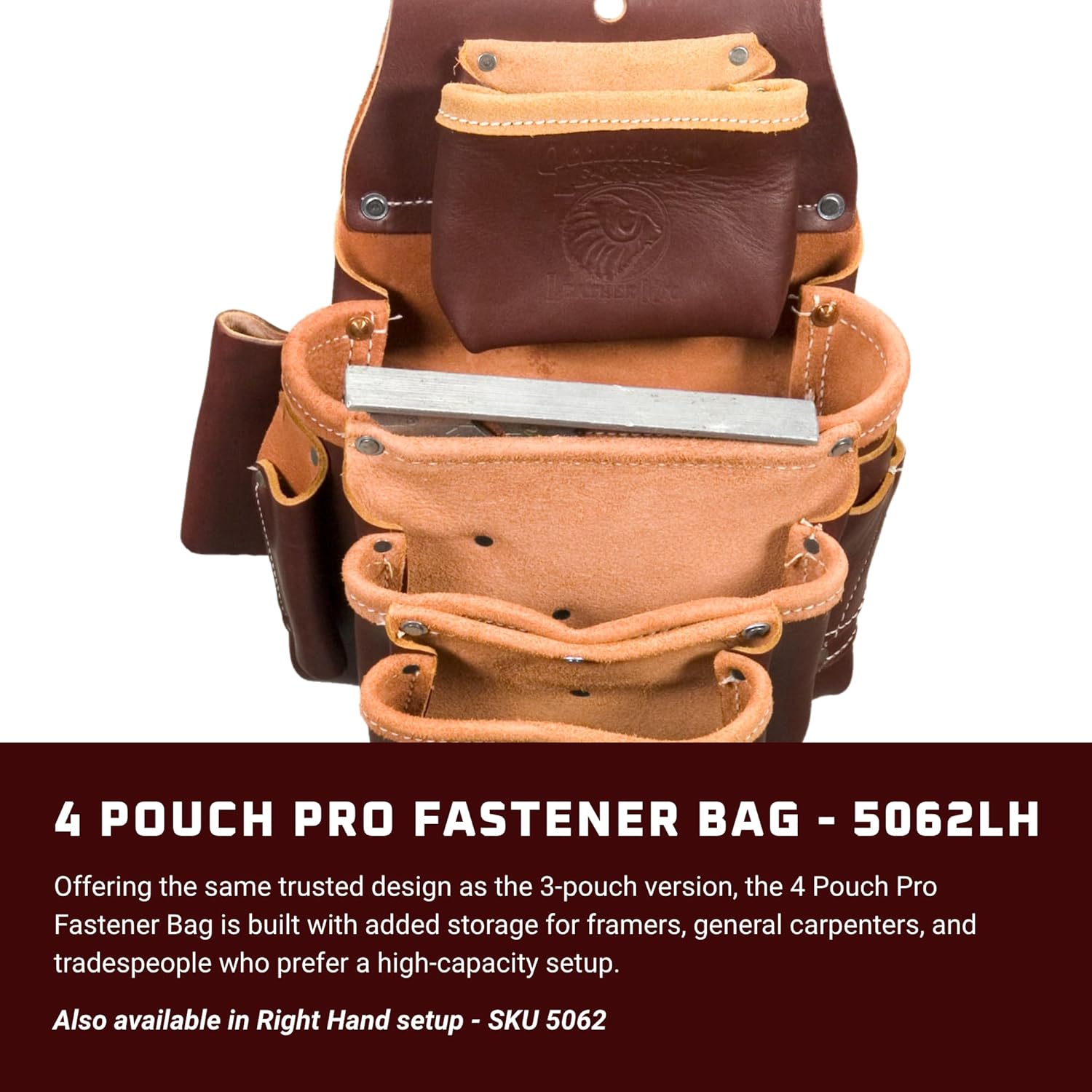 Occidental Leather 4 Pouch Pro Fastener Bag - 10 Pockets & Tool Holders - Made in USA