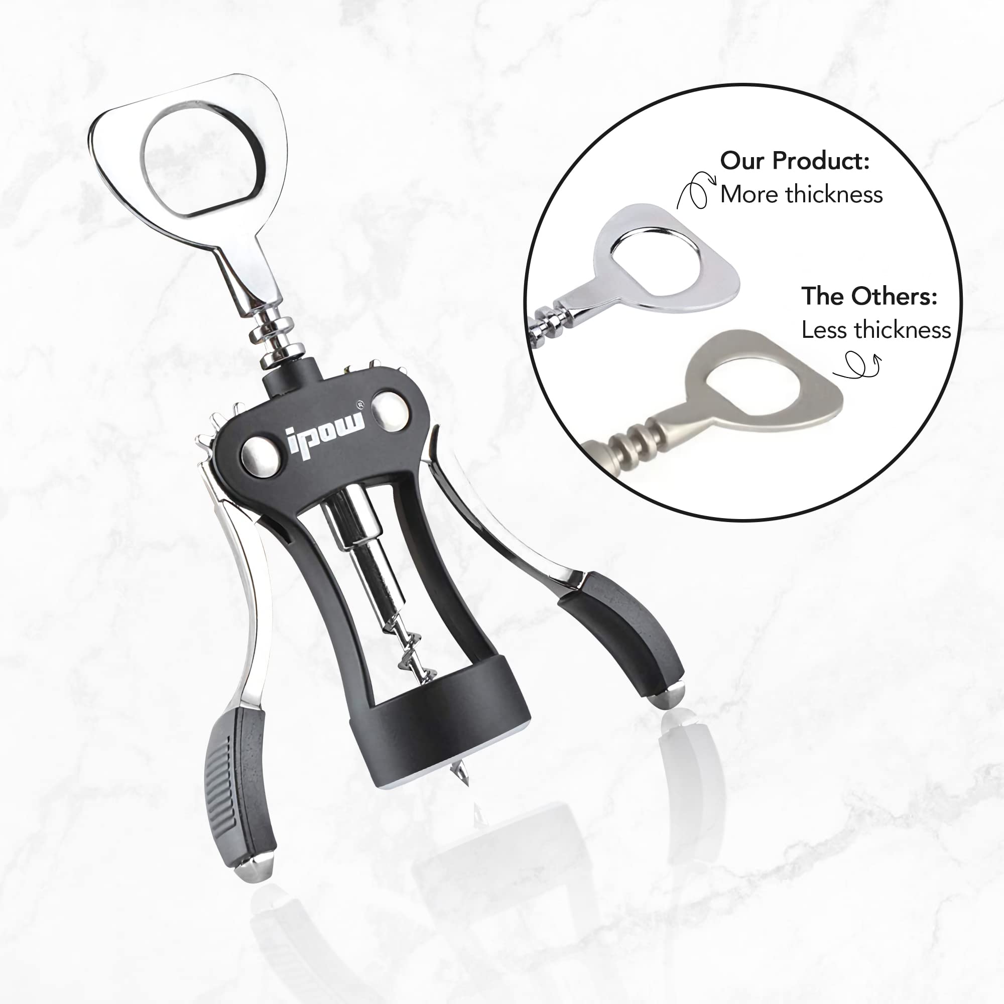 Ipow Cavatappi In Acciaio Inox Per Vino E Birra - Apribottiglie Elegante E Resistente - Foto 5