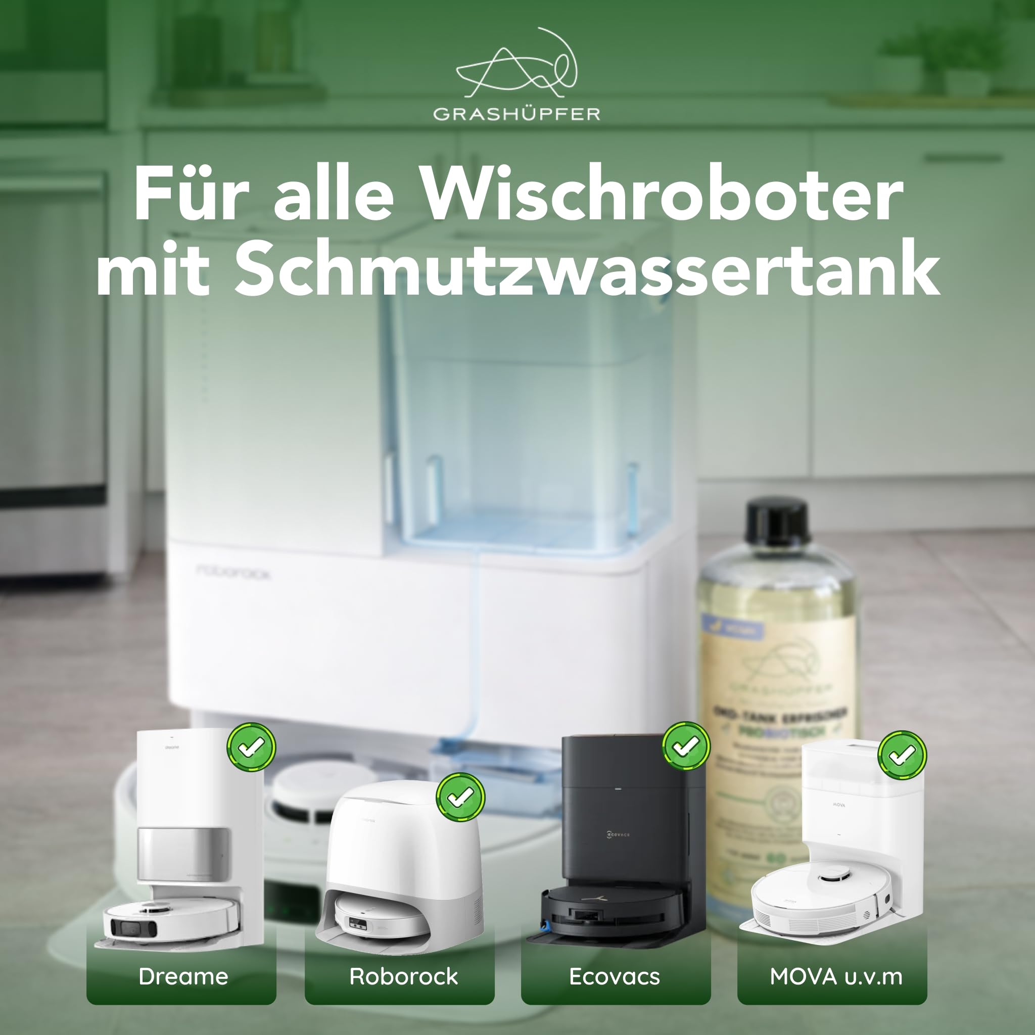 GRASHÜPFER® Deodorante per cisterna ecologica per serbatoi di acqua sporca [PROBIOTICO] – Elimina gli odori di muffa nel serbatoio dell'acqua sporca biologico [Profumo Balesta costiera] – 1000 ml